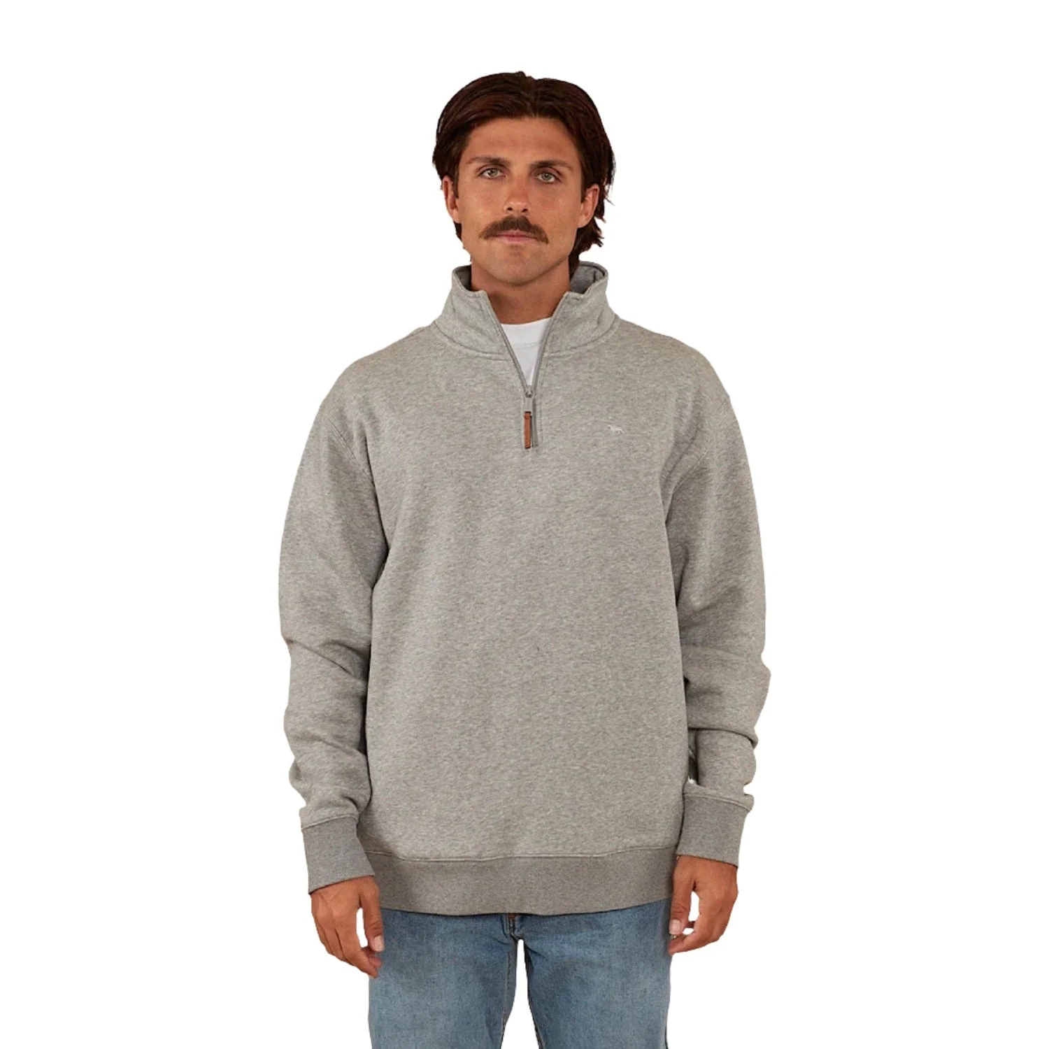 Ringers Western Men's Strand 1/4 Zip Crew - Grey Marle