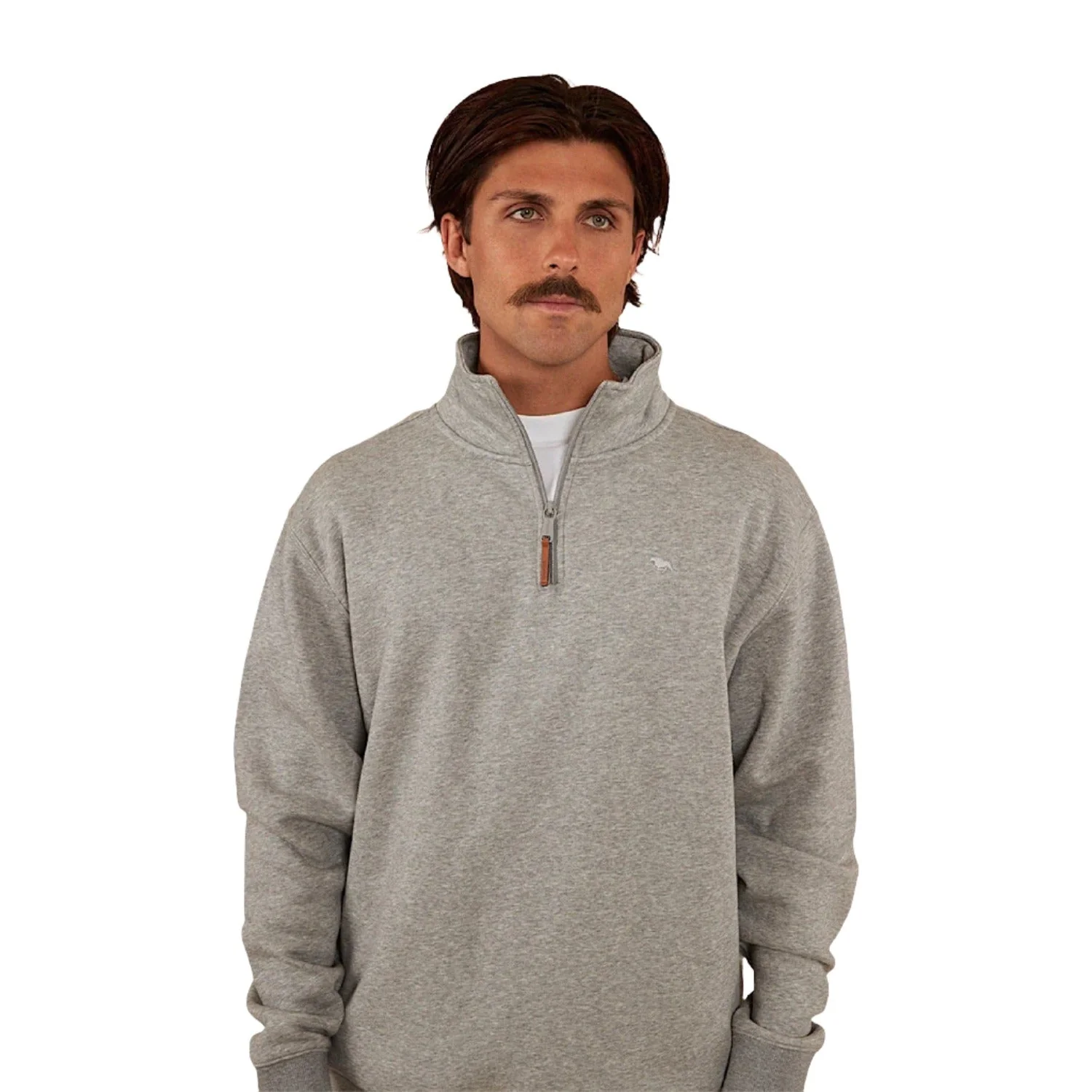 Ringers Western Men's Strand 1/4 Zip Crew - Grey Marle - Image 5