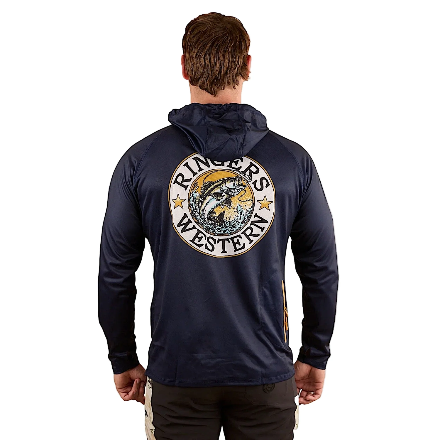 Ringers Western Unisex Big Catch Hooded Fishing Jersey - Navy - Image 2