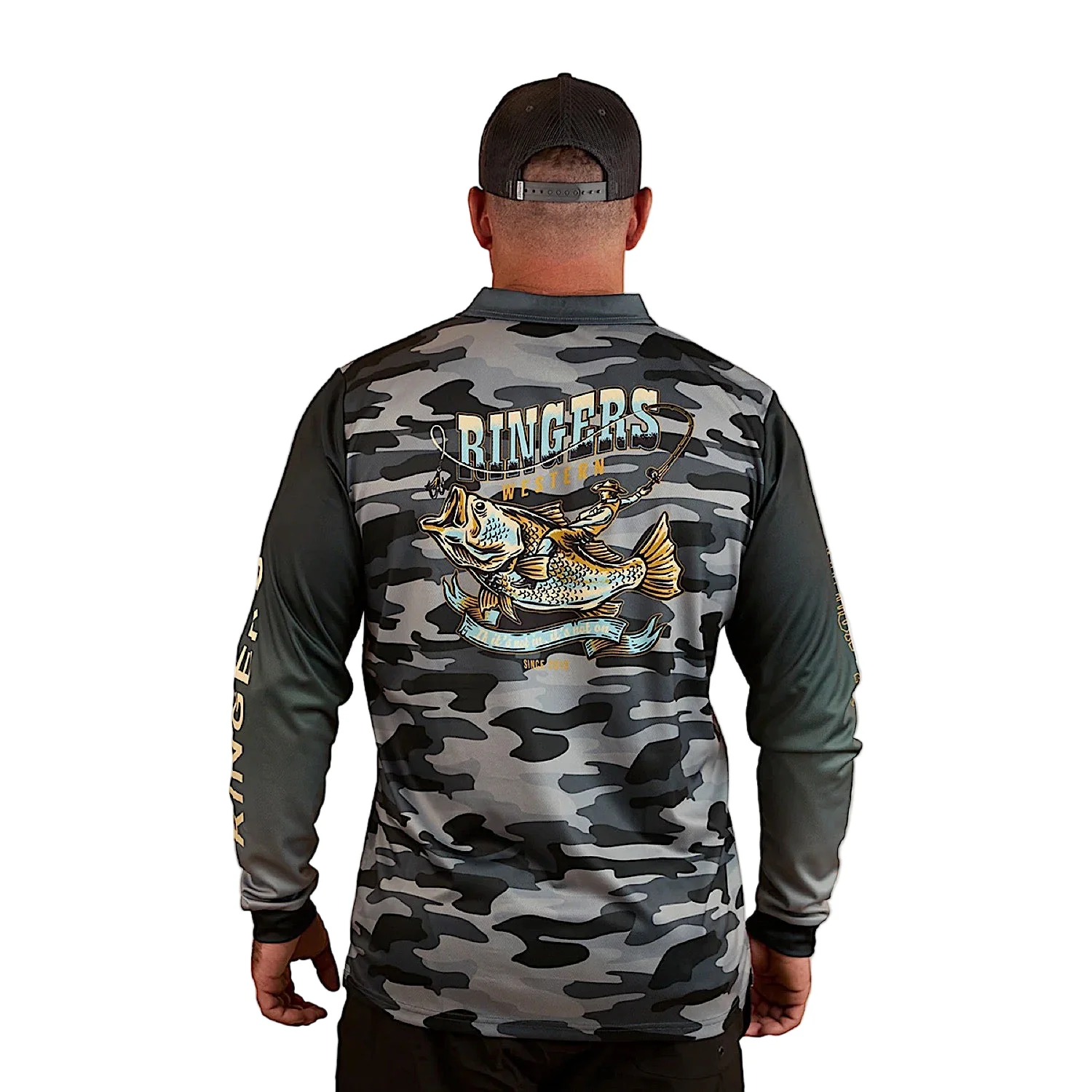 Ringers Western Unisex Buckin Barra Fishing Jersey - Black - Image 2