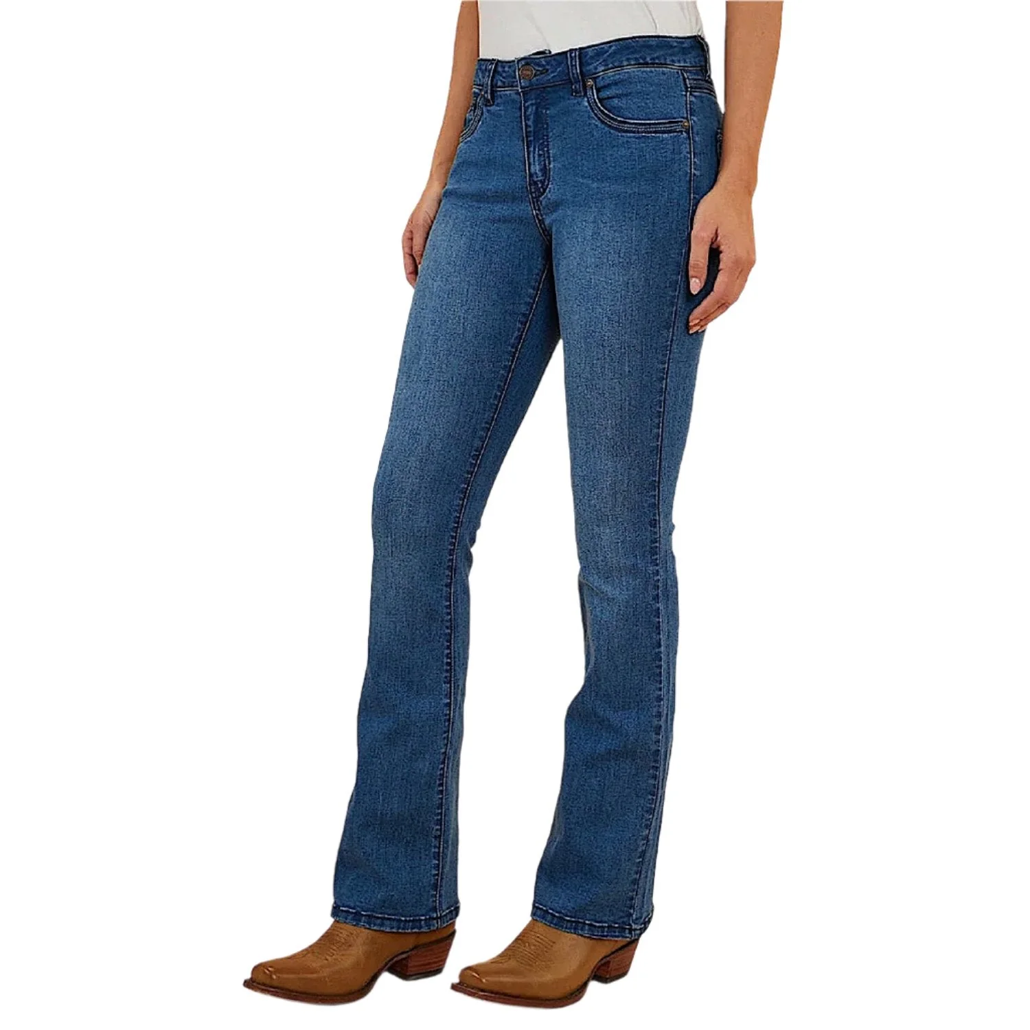 Ringers Western Women's Caroline Rodeo Mid Rise Bootleg Jeans - Vintage Blue Wash - Image 2