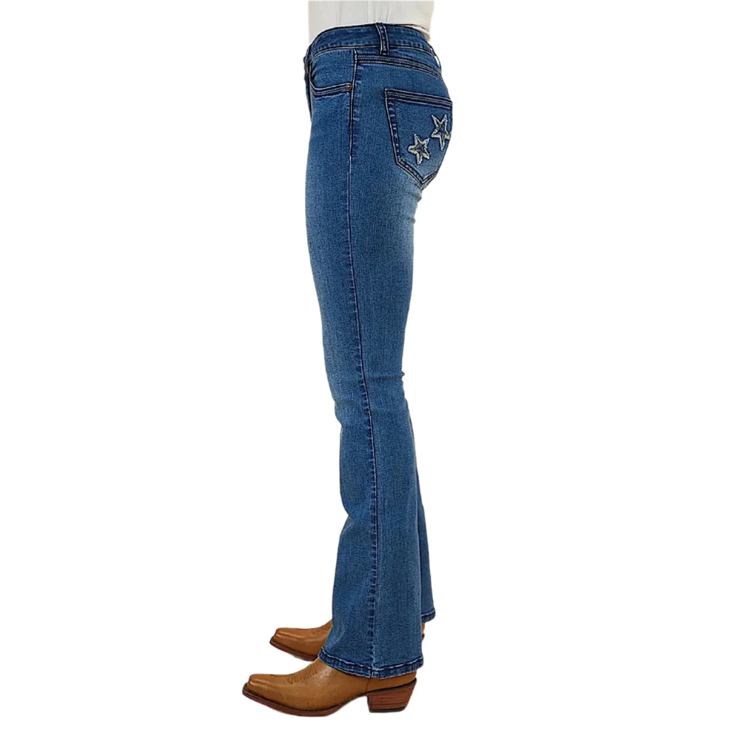 Ringers Western Women's Caroline Rodeo Mid Rise Bootleg Jeans - Vintage Blue Wash - Image 4