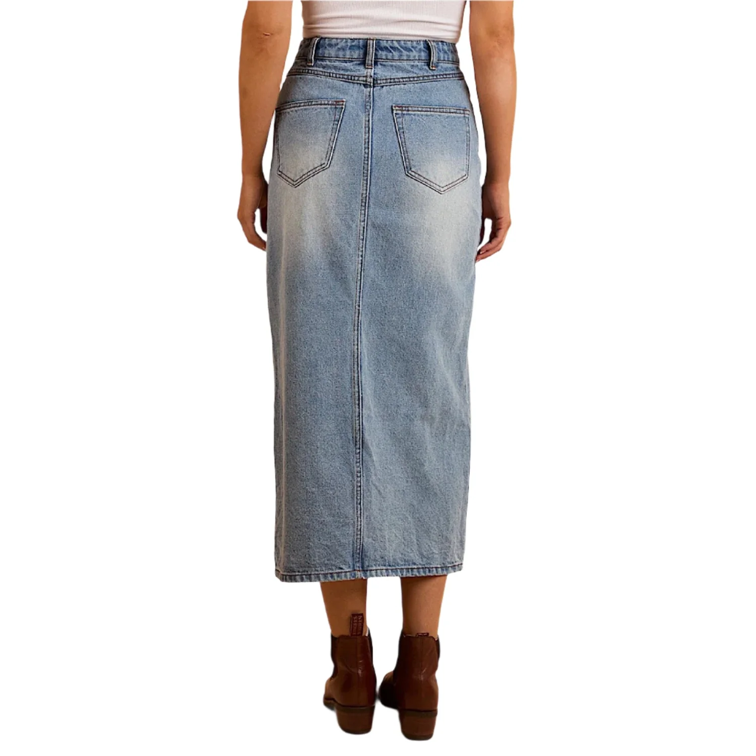 Ringers Western Women's Christa Midi Skirt - Light Wash Blue - Image 3