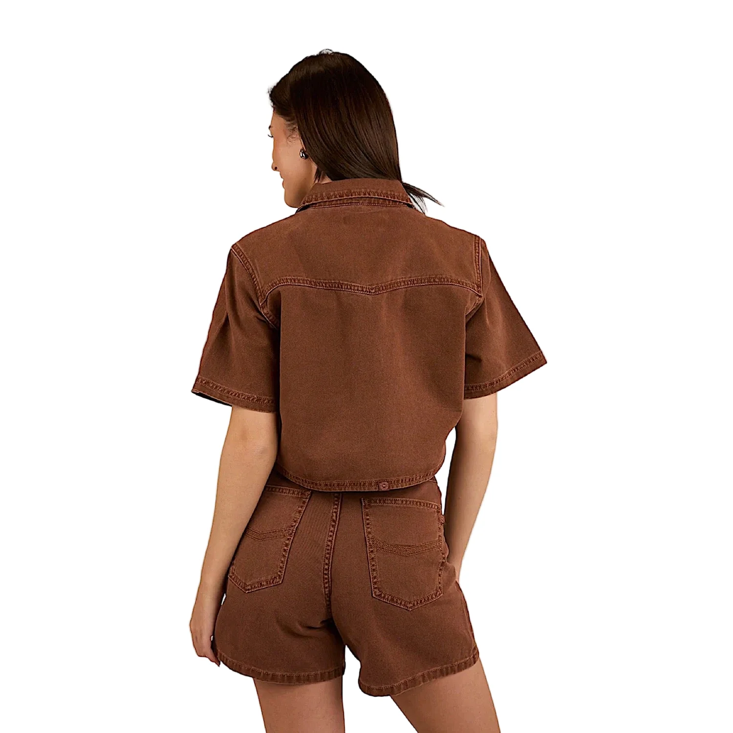 Ringers Western Women's Iris Denim Top - Saddle Brown - Image 2