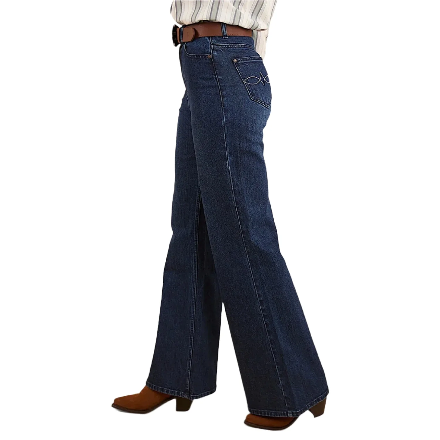 Ringers Western Women's Visalia Wide Leg Jean - Dark Wash Blue - Image 3