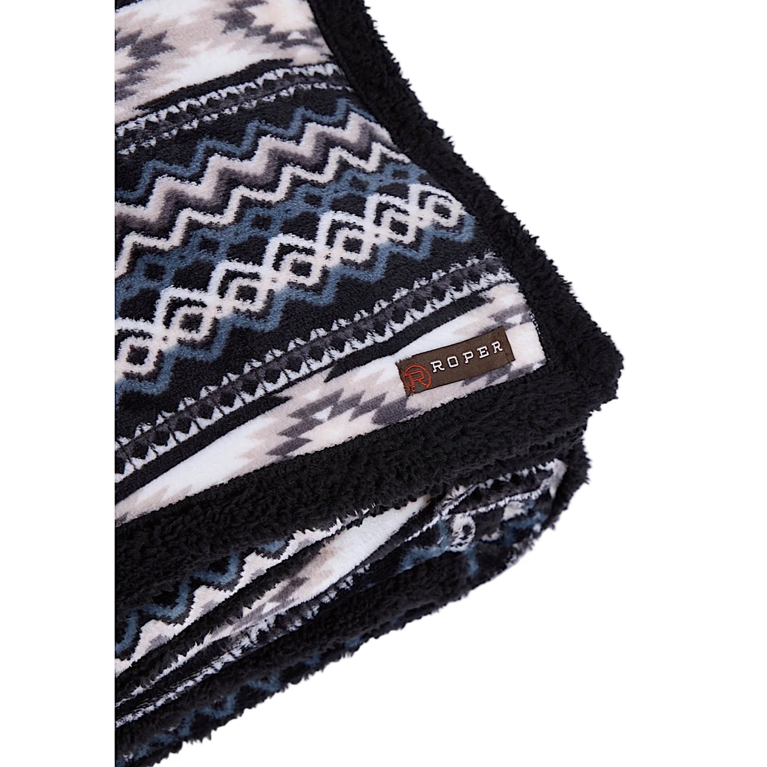Roper Aztec Fleece Throw - Black - Image 3