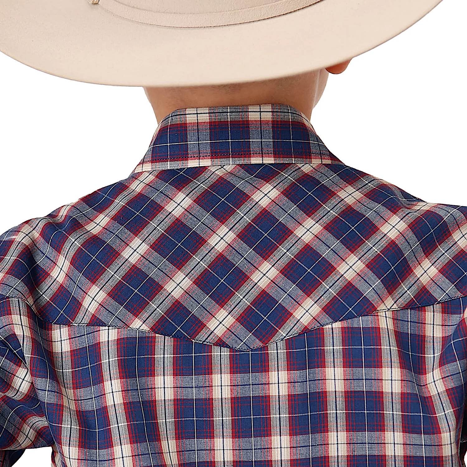 Roper Boy's Karman Classic Collection Shirt - Plaid Navy / Red / Cream Windowpane - Image 2