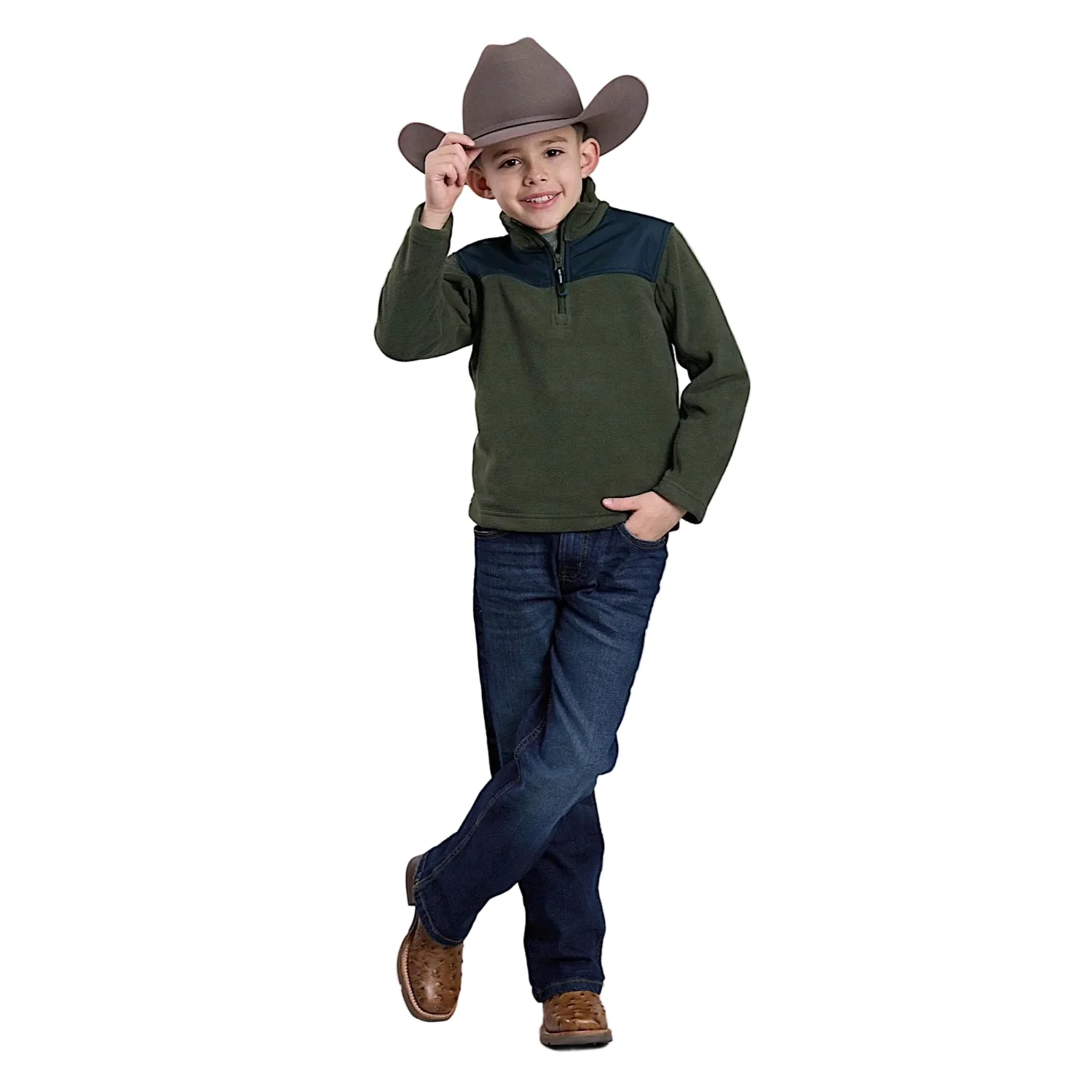 Roper Boy's Fleece Pullover - Green - Image 3