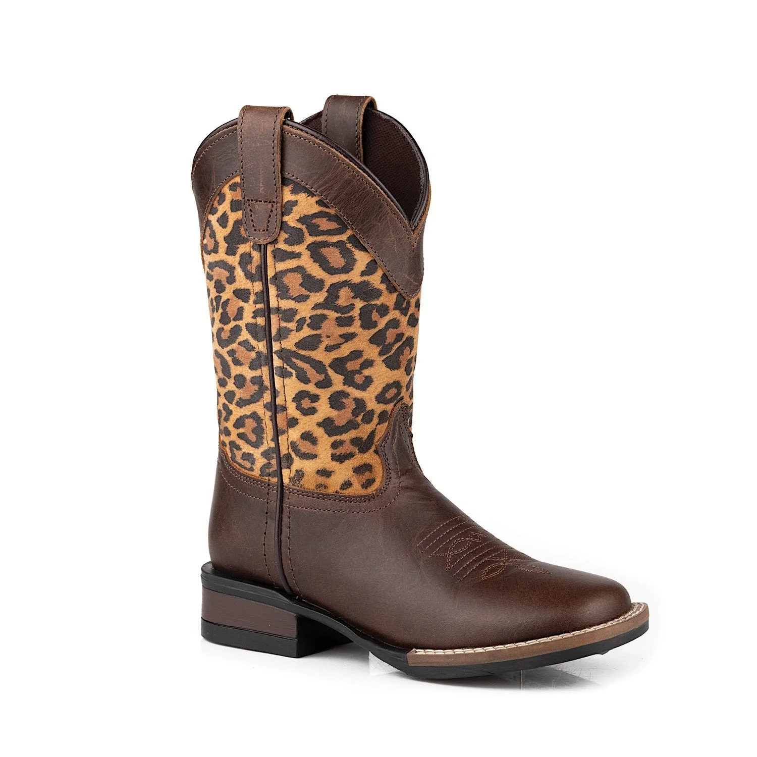 Roper Little Kid's Monterey Boot - Leopard Brown Leather/Suede leopard Print
