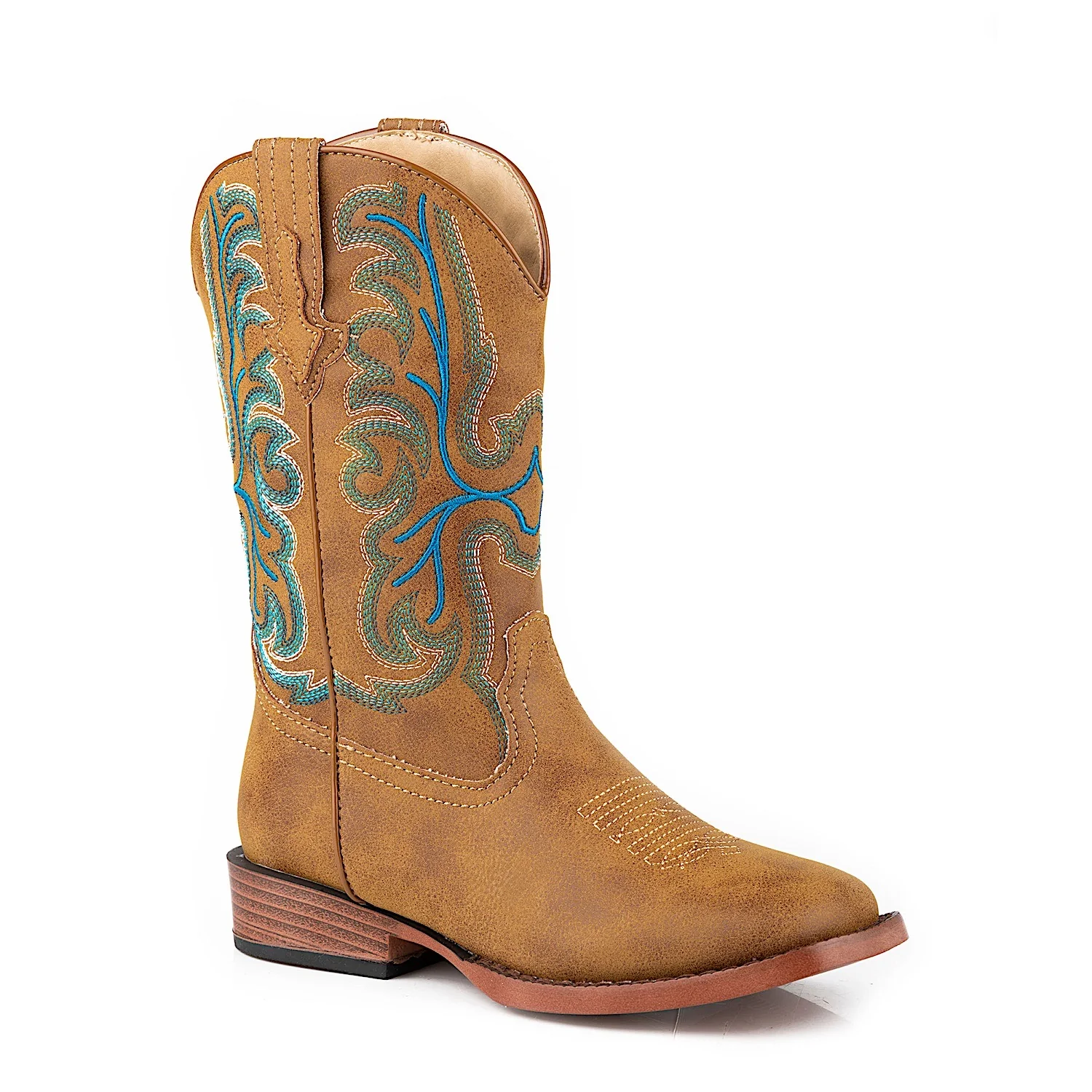 Roper LITTLE KIDS Patrick Wide Square Toe Western Boot - Tan