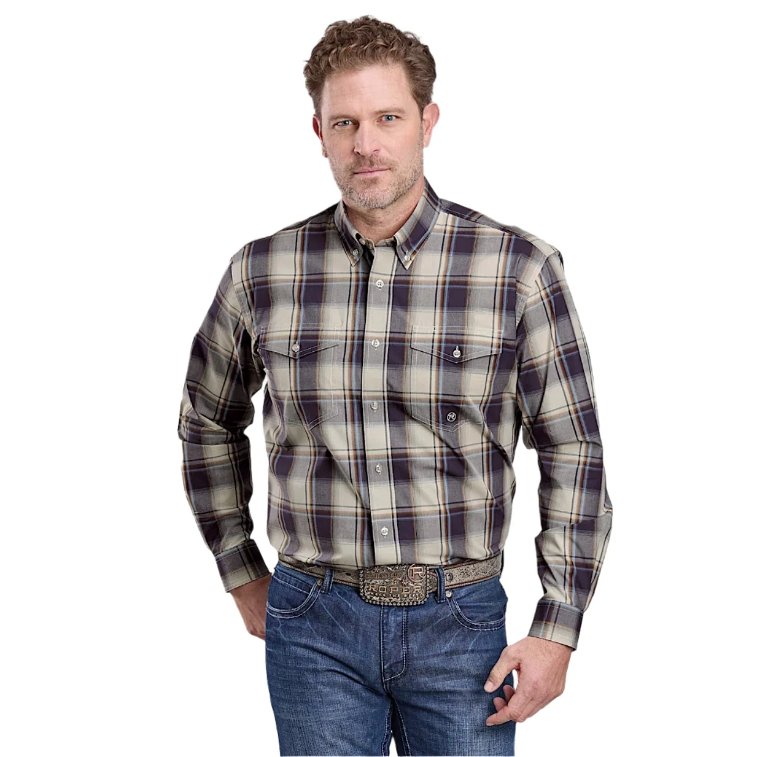 Roper Men's Amarillo Collection Shirt - Night Shade Plaid