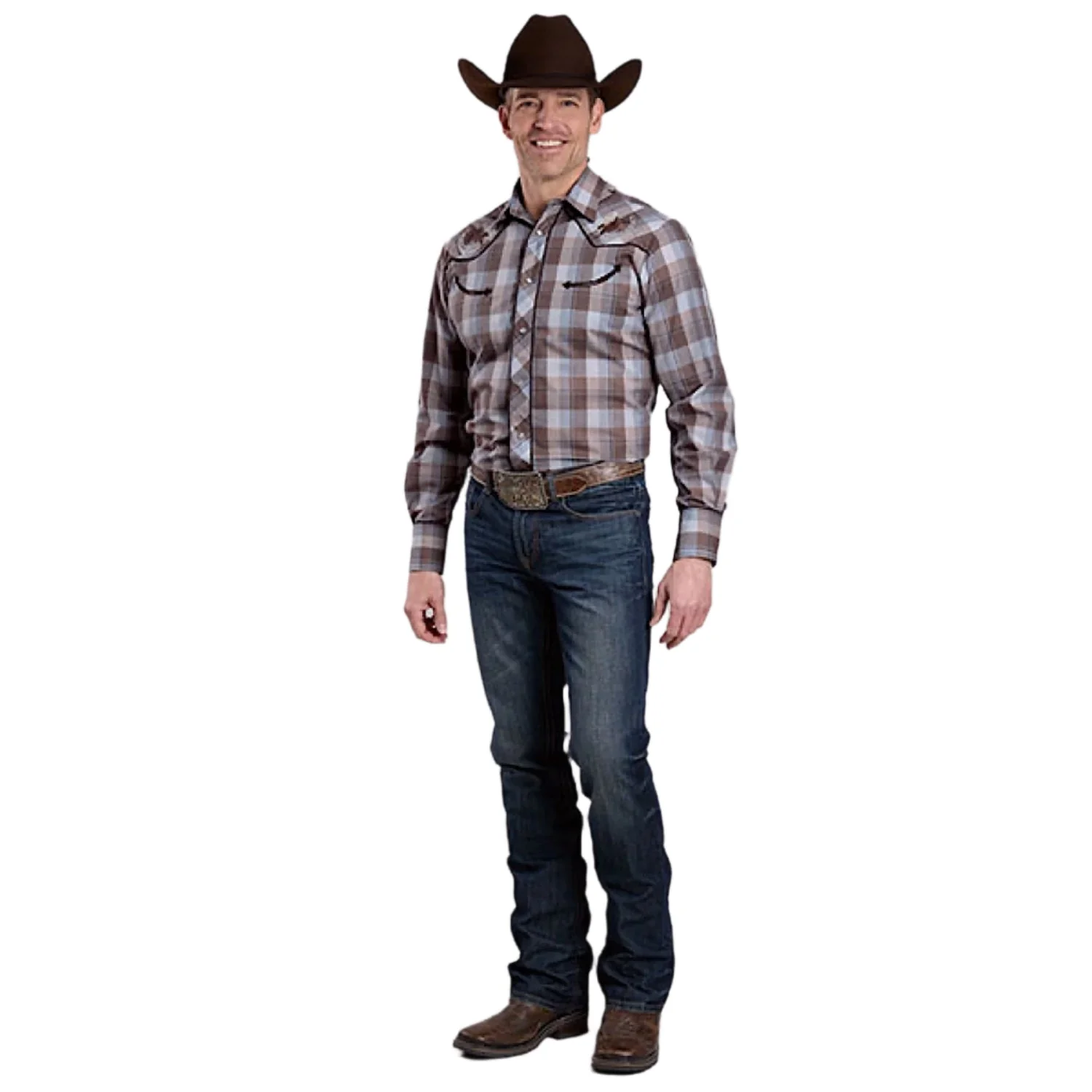 Roper Men's Karman Special Style Shirt - Brown Plaid