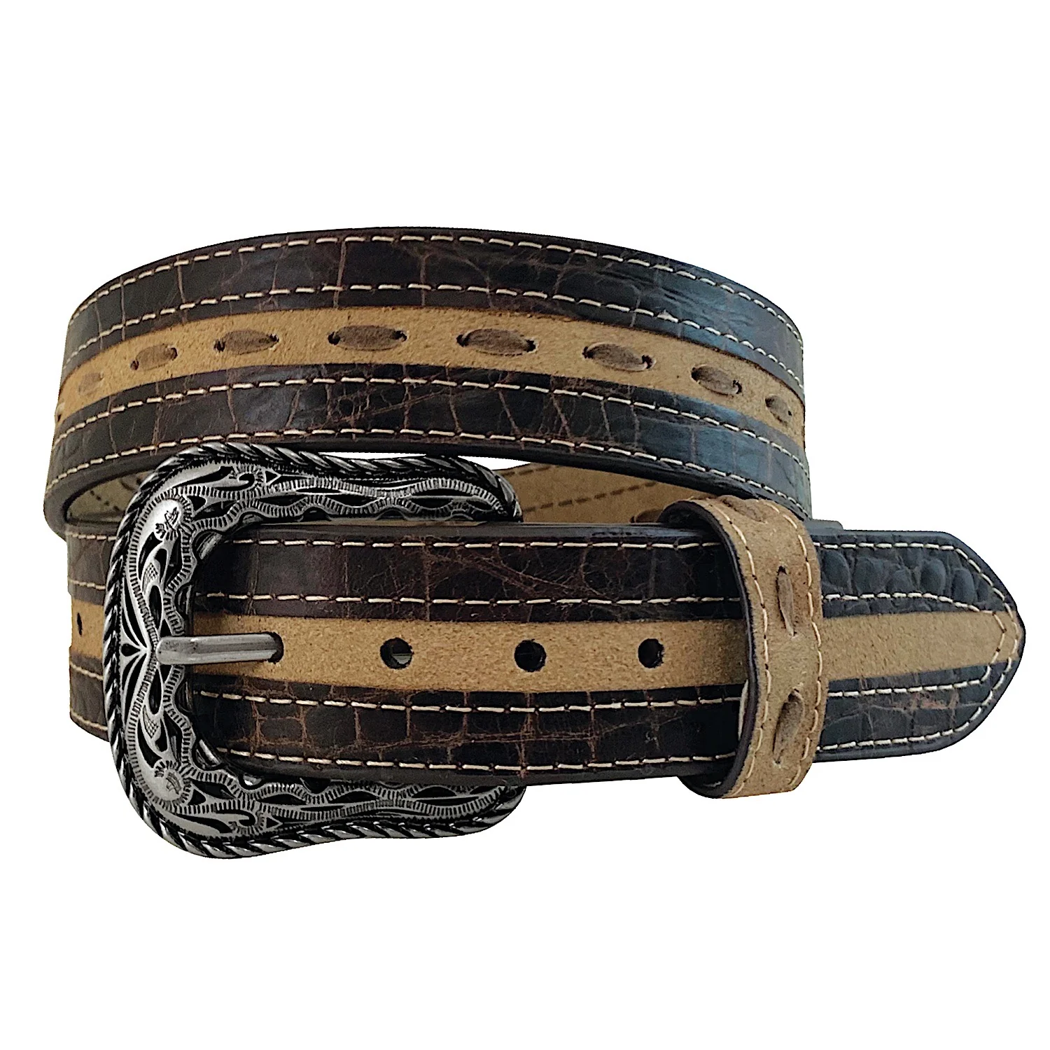 Roper Men's Rough Out Hand Laced Belt - Brown