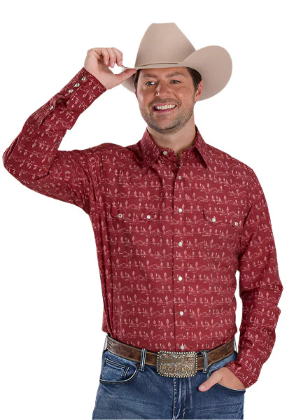 Roper Men's West Made Collection Shirt - Print Red