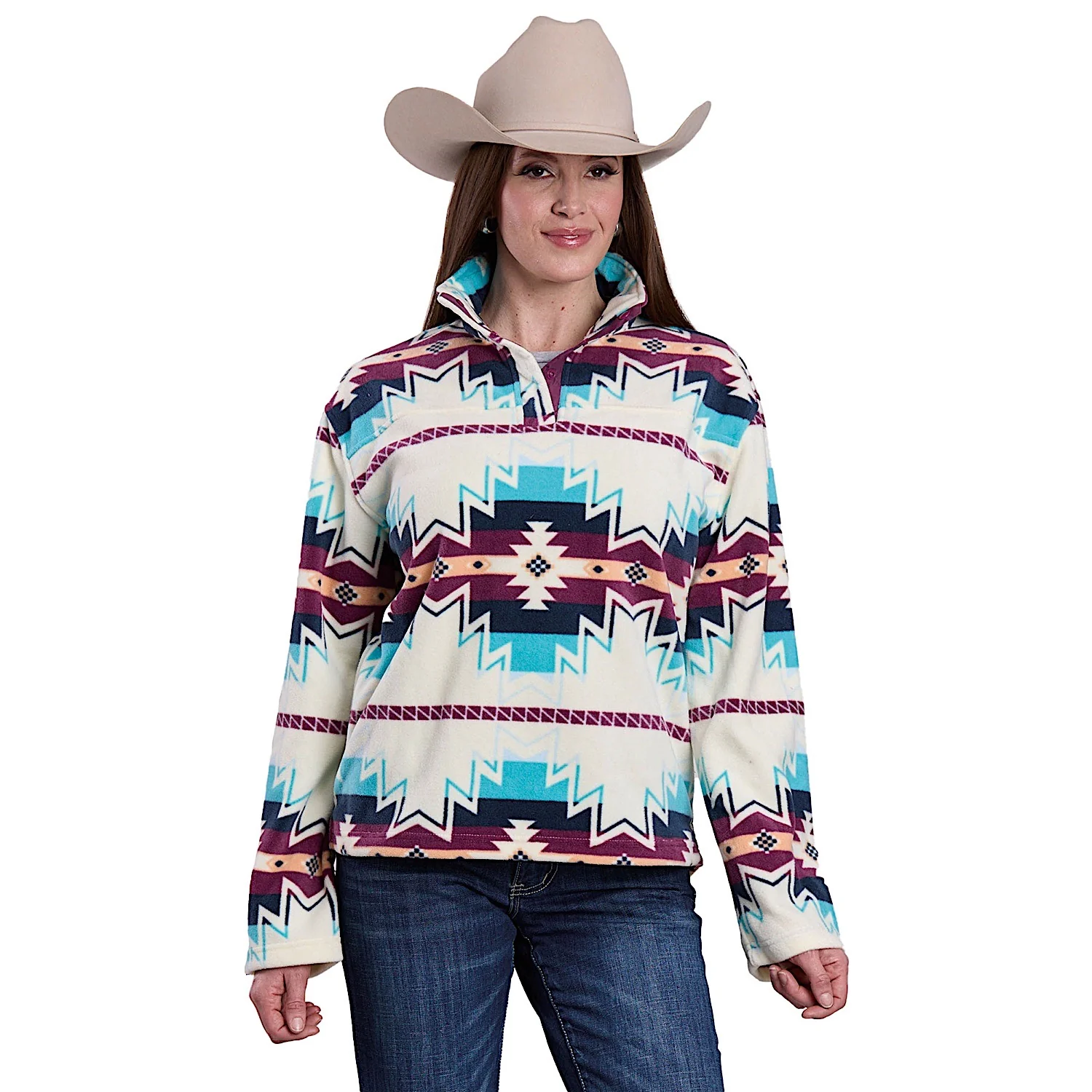 Roper Women's Fleece Pullover - Multi Aztec Print