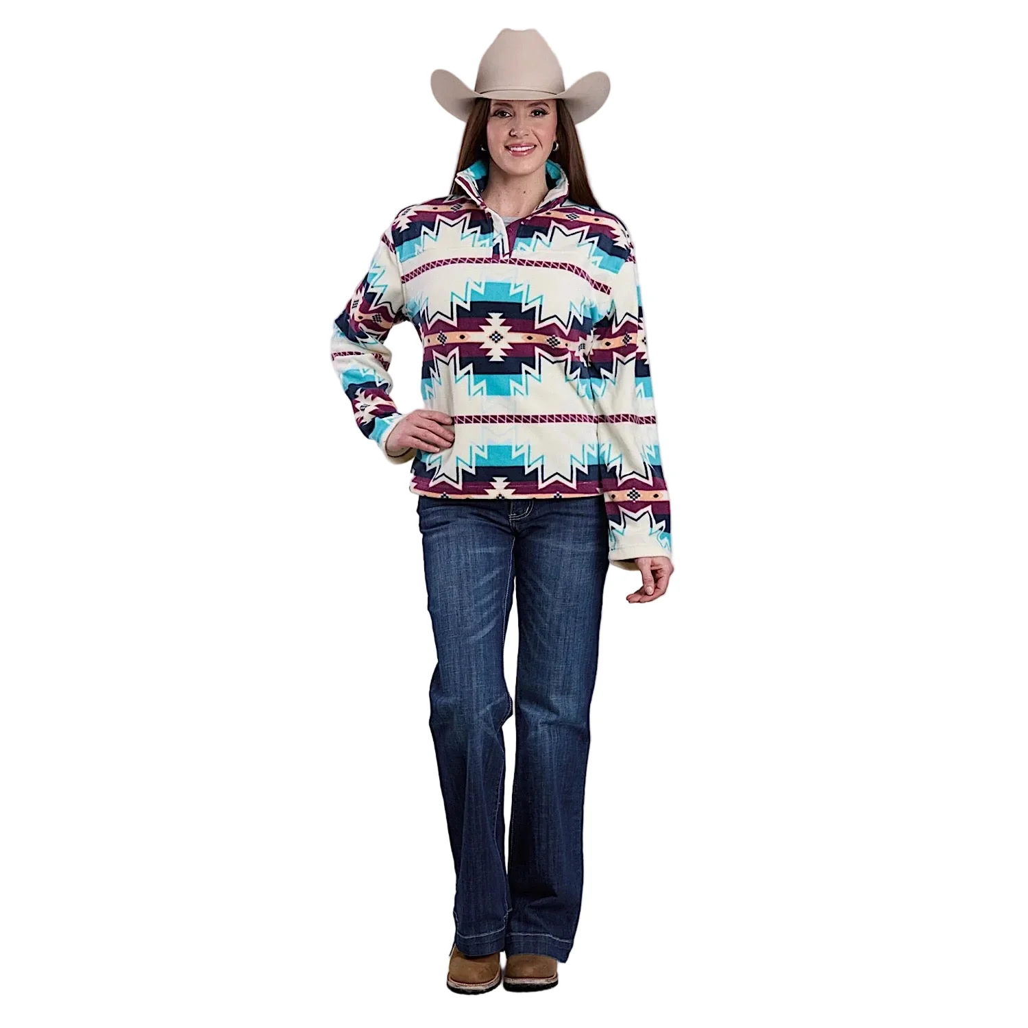 Roper Women's Fleece Pullover - Multi Aztec Print - Image 3