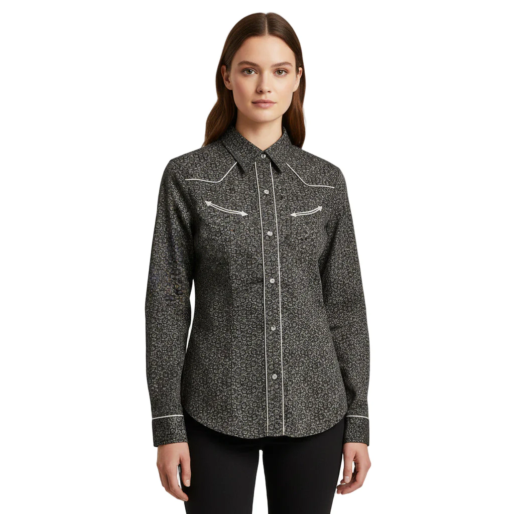 Roper Women's Karman Special Collection Shirt - Flower Print Grey