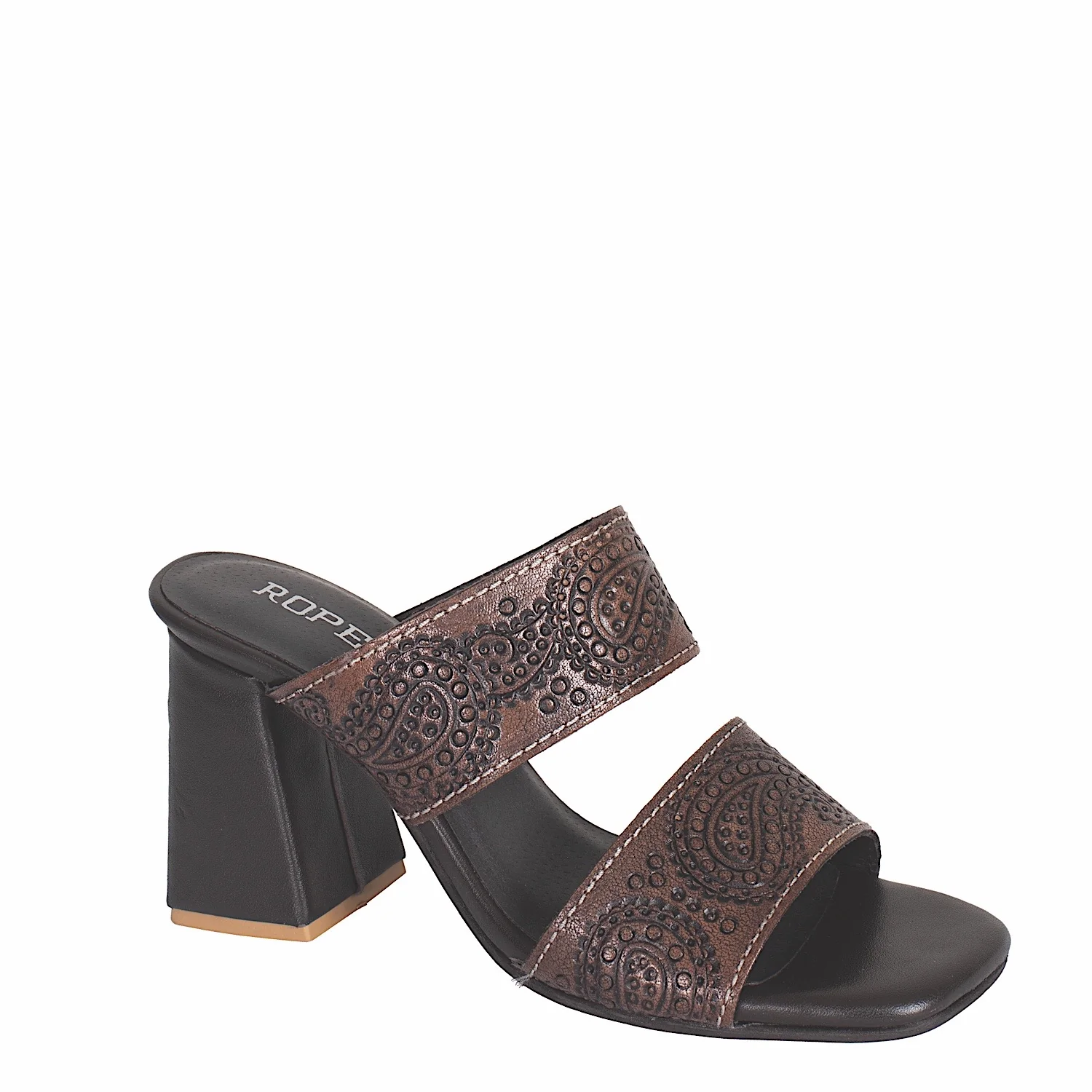 Roper Women's Stella Shoe - Brown Tooled Leather
