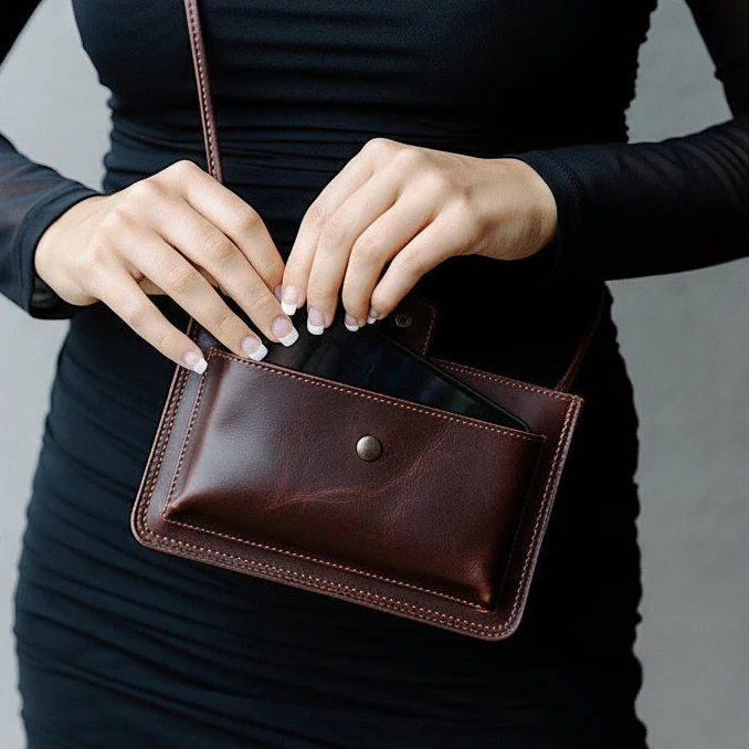 The Design Edge Women's Cowhide Bag Sweden - Jersey Hairon Dark Brown