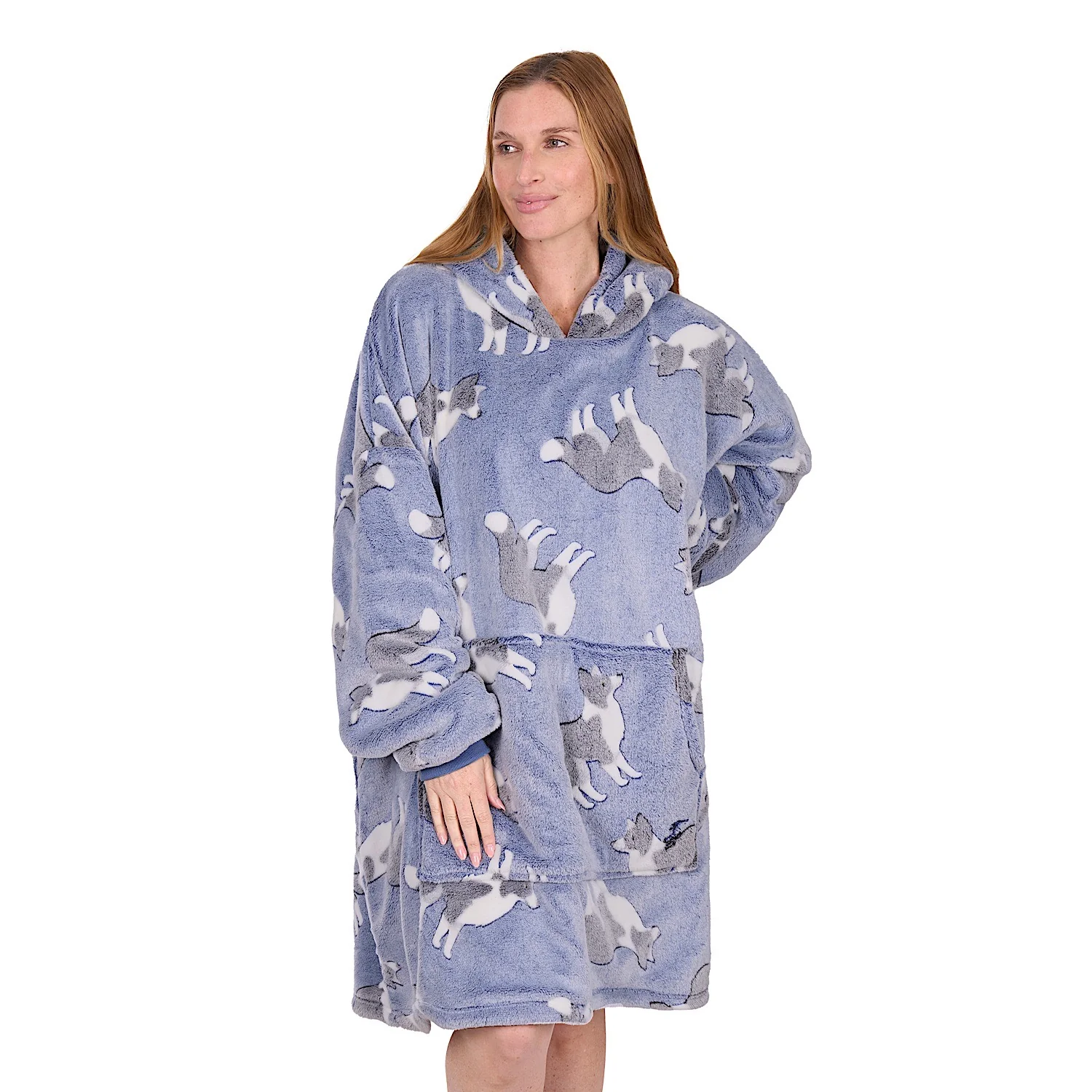 Thomas Cook Adult's Snuggle Hoodie Dog Print - Blue