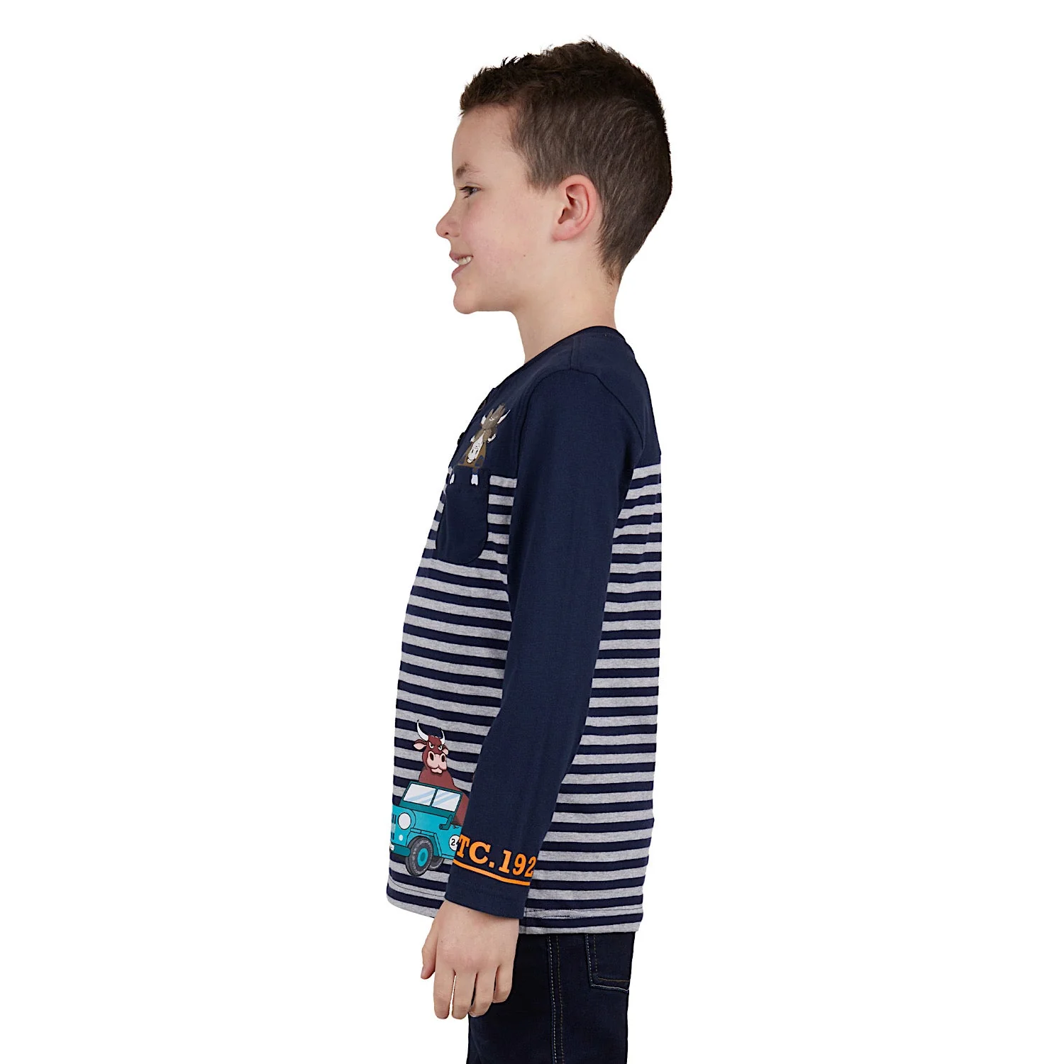Thomas Cook Boy's Ride Henley Long Sleeve Tee - Navy/Grey Marle - Image 2