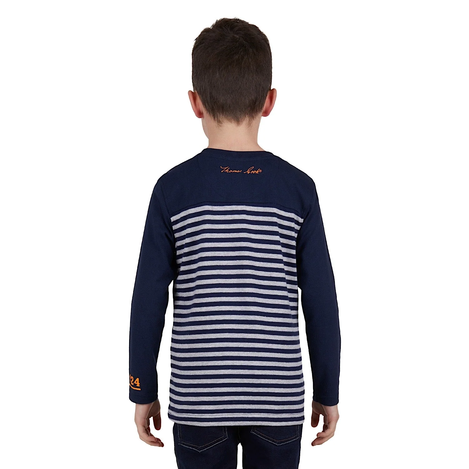 Thomas Cook Boy's Ride Henley Long Sleeve Tee - Navy/Grey Marle - Image 3