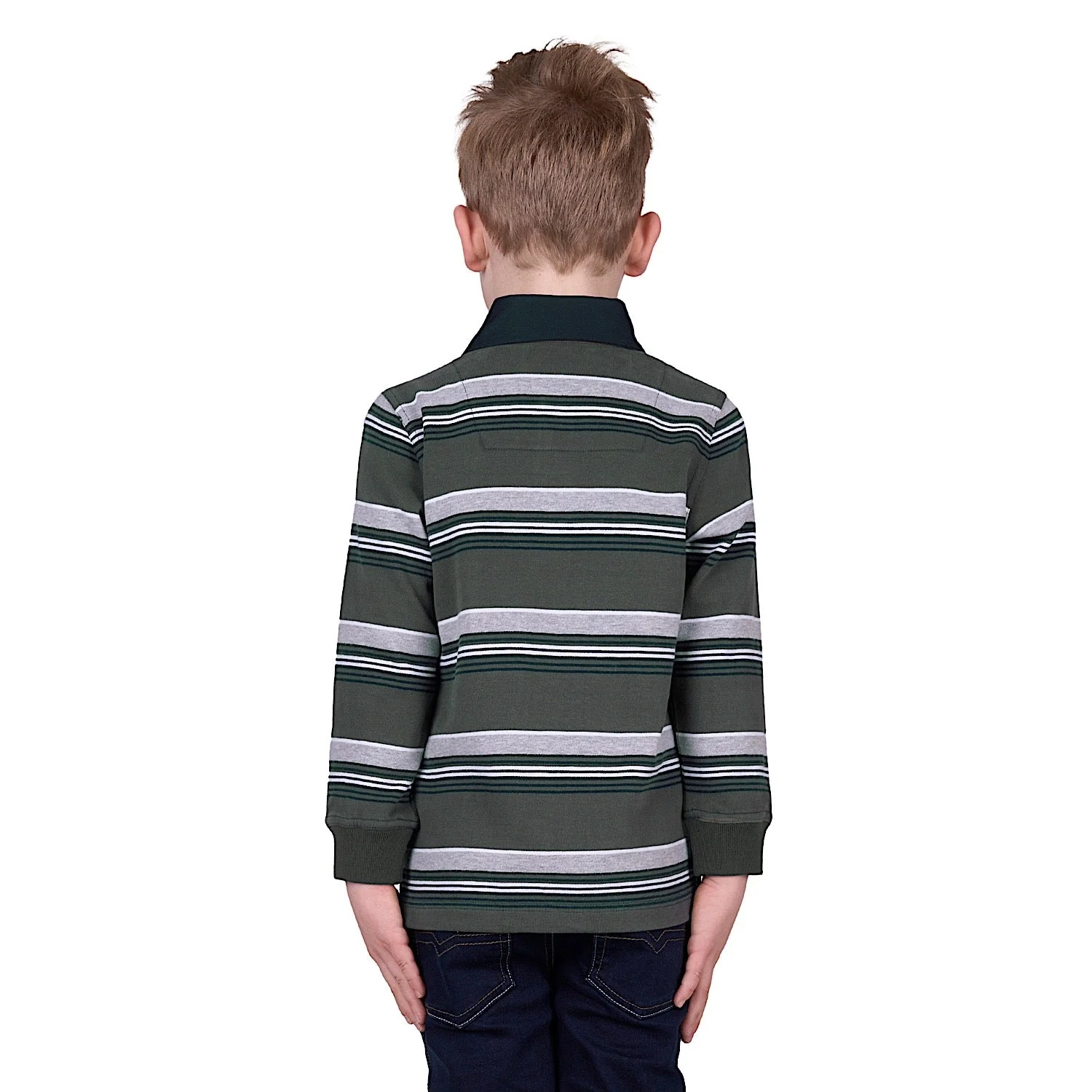 Thomas Cook Boy's Sam Stripe Rugby - Navy/Green - Image 3
