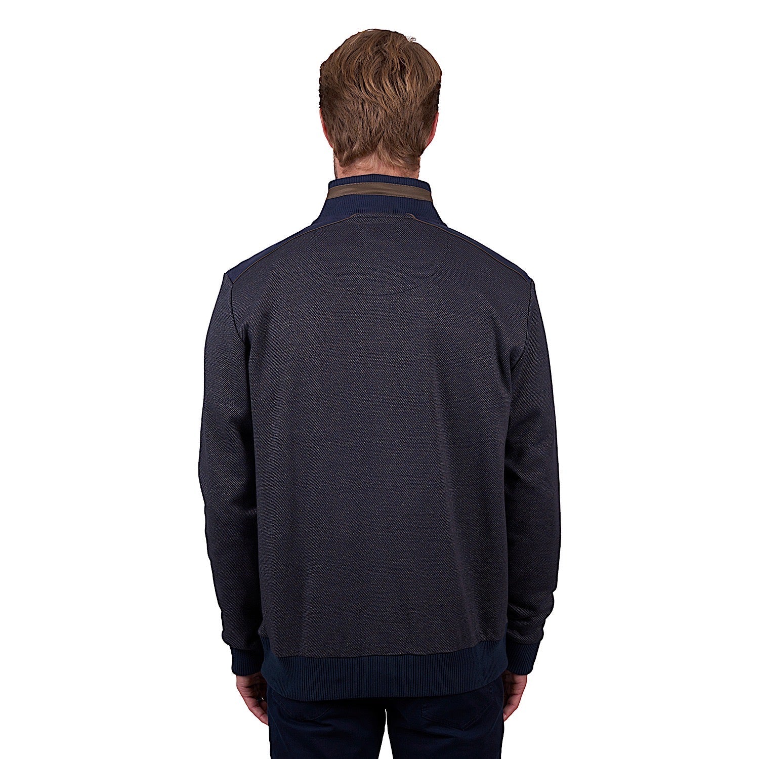 Thomas Cook Men's Blake 1/4 Zip Jumper - Navy/Tan - Image 3