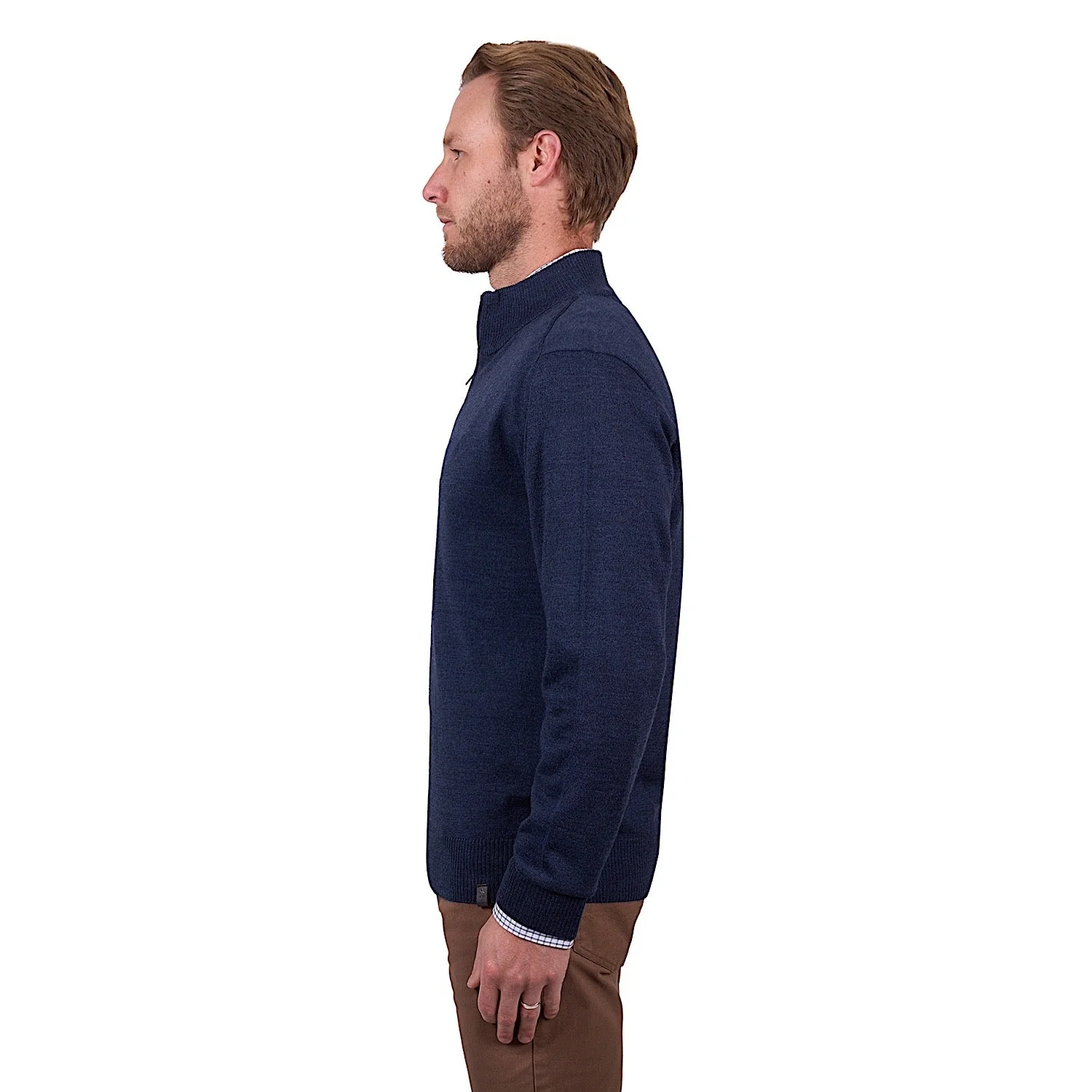 Thomas Cook Men's Daniel Merino Blend 1/4 Zip Knit Jumper - Blue Marle - Image 3