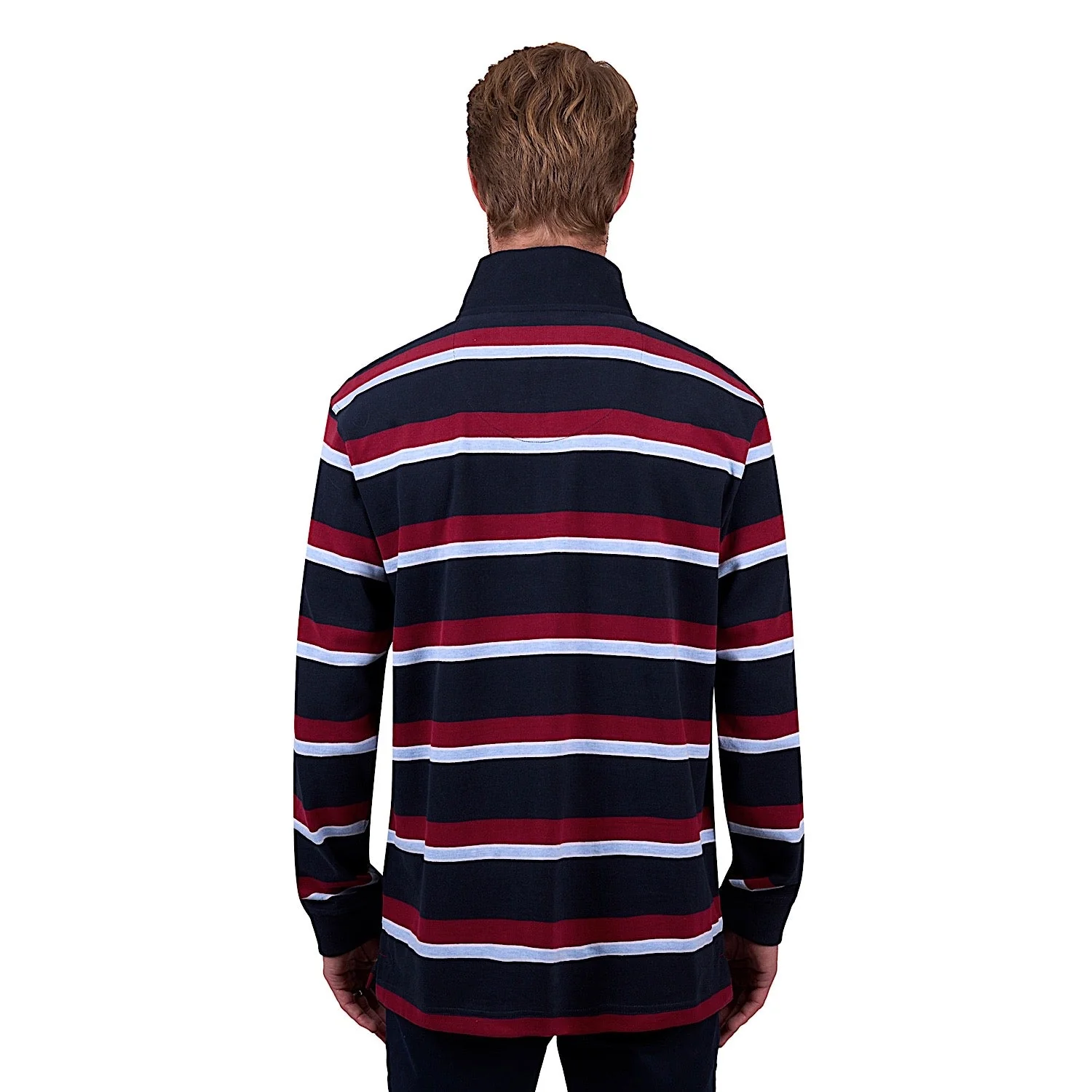 Thomas Cook Men's Rick 1/4 Zip Stripe Rugby - Navy/Red - Image 3