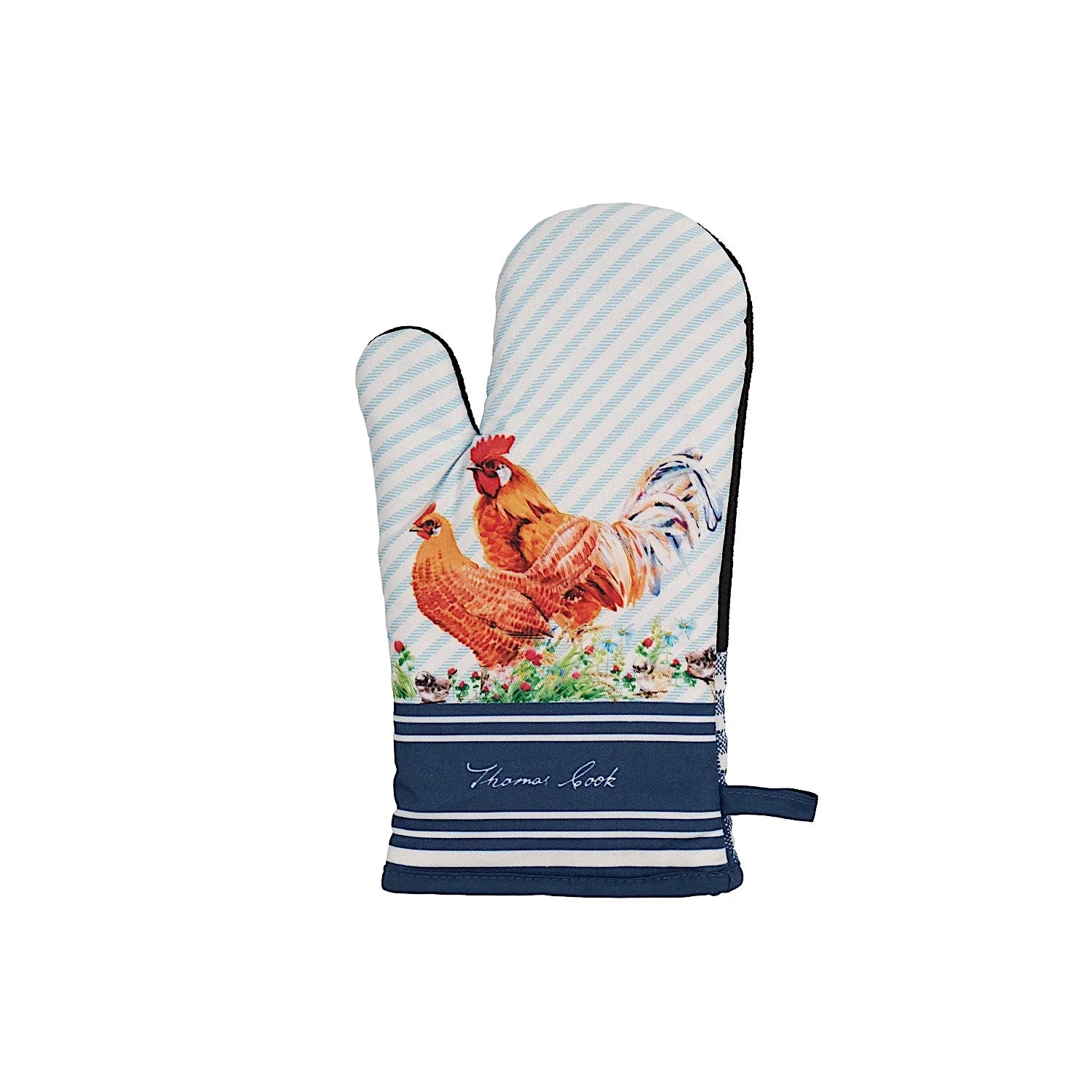 Thomas Cook Oven Mitt & Pot Holder Set - Navy/White (Chooks) - Image 3