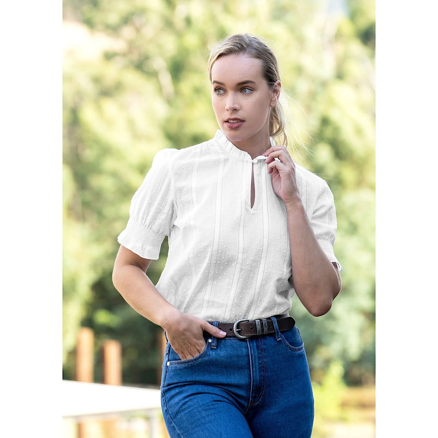 Thomas Cook Women's Fleur Ruffle Collar S/S Blouse White - Image 3