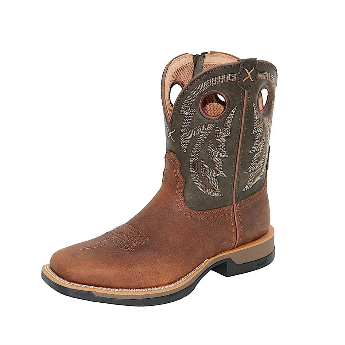 Twisted X Men's 9 Tech X1 Side Zip Western Boot - Tawny Brown / Burnt Olive