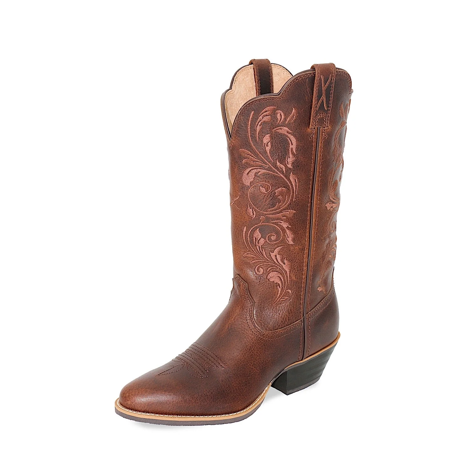 Twisted X Women's 12 Floral R Toe Western Boot - Chocolate