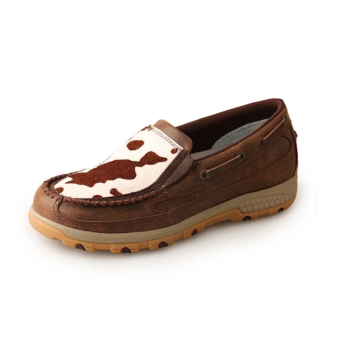 Twisted X Women's Cow Cellstretch Slip On - Brown/Brown Fur