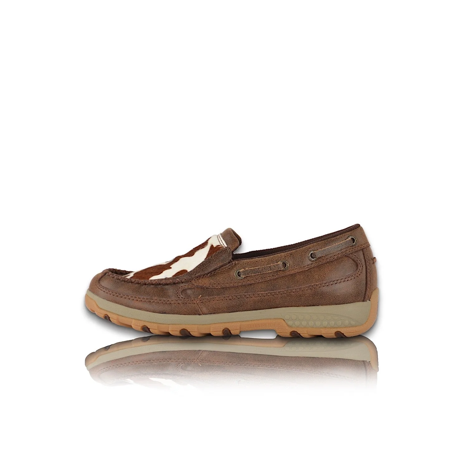 Twisted X Women's Cow Cellstretch Slip On - Brown/Brown Fur - Image 2