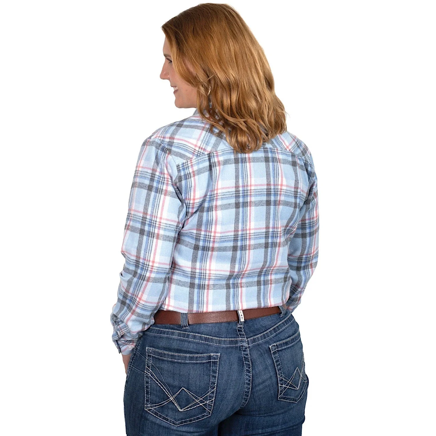Womens Jahna Workshirt Flannel Plaid Blue - Image 2