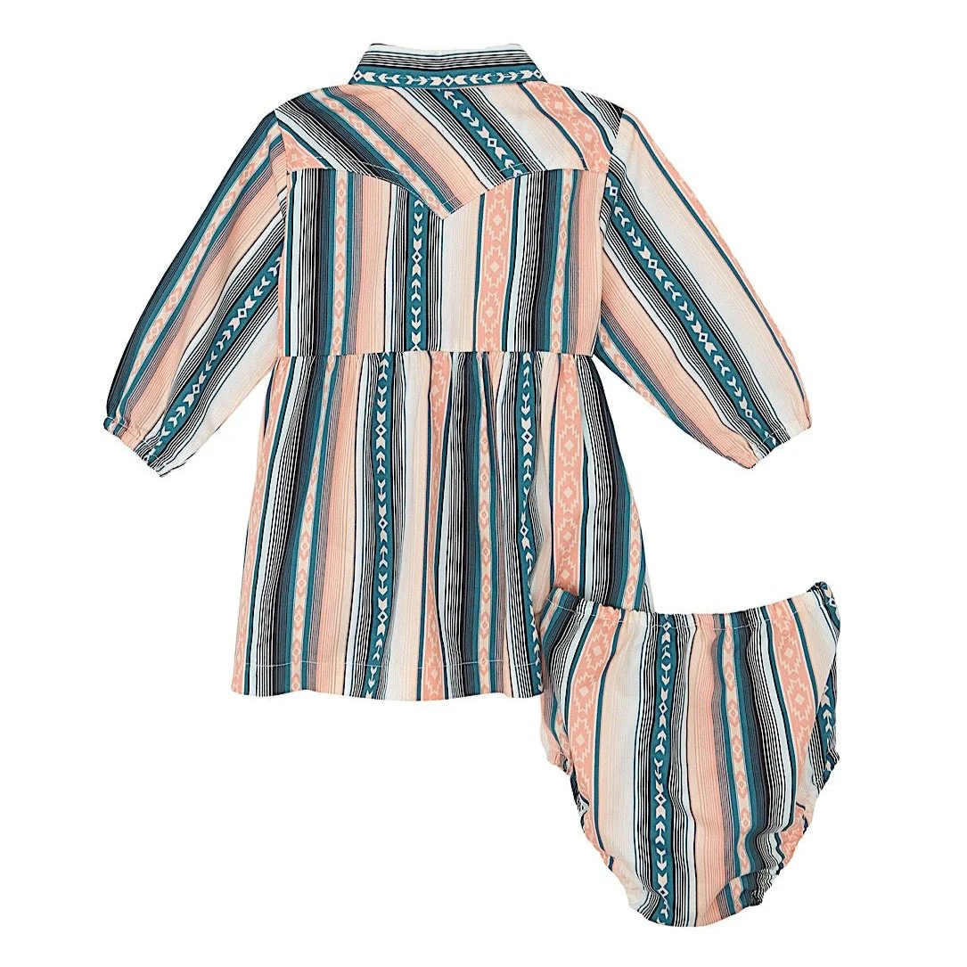 Wrangler Baby / Girl's Western Snap Dress - Pink / Green Stripes - Image 2
