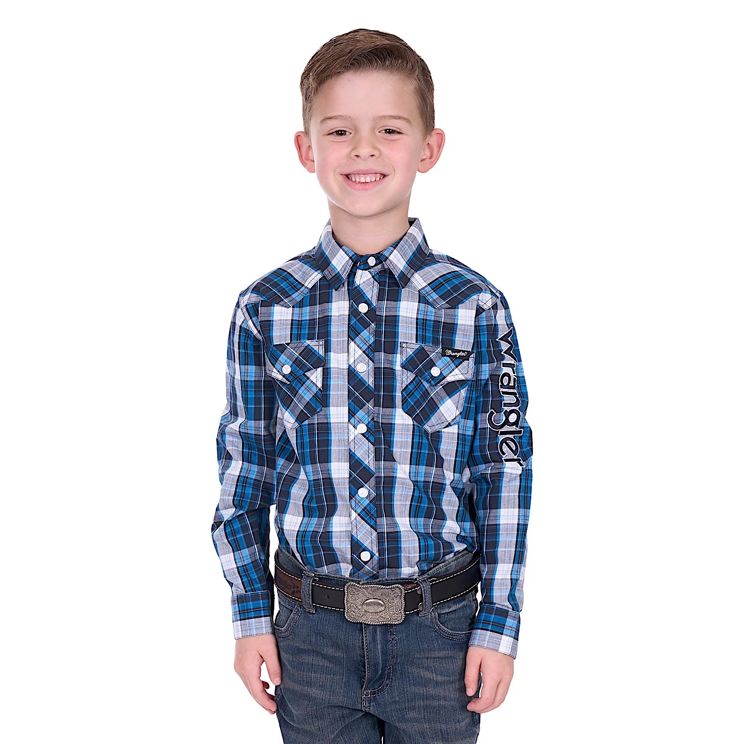 Wrangler Boys Tony Logo Shirt - Navy/Royal - Image 2
