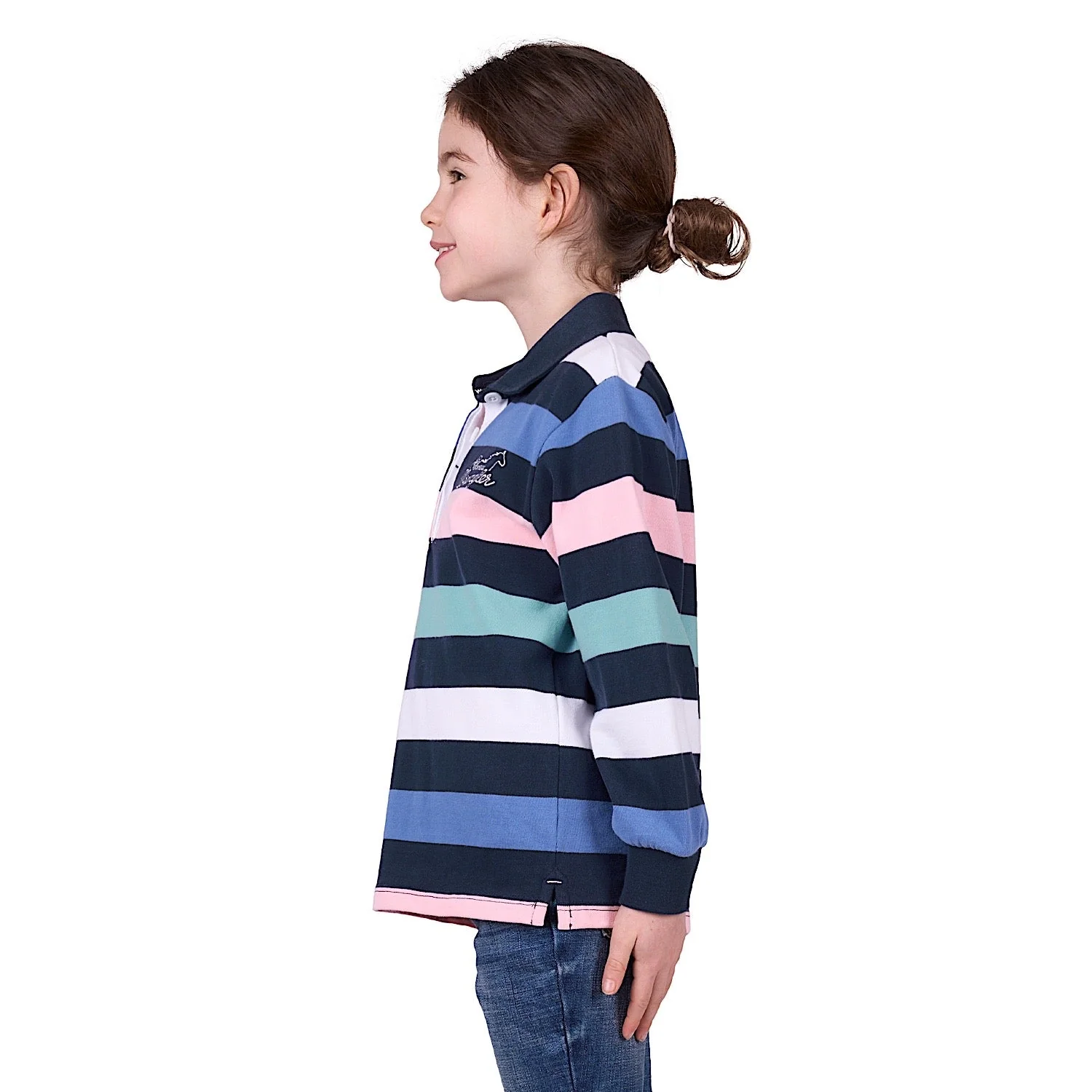 Wrangler Girl's Camden Stripe Rugby - Navy/Multi - Image 2