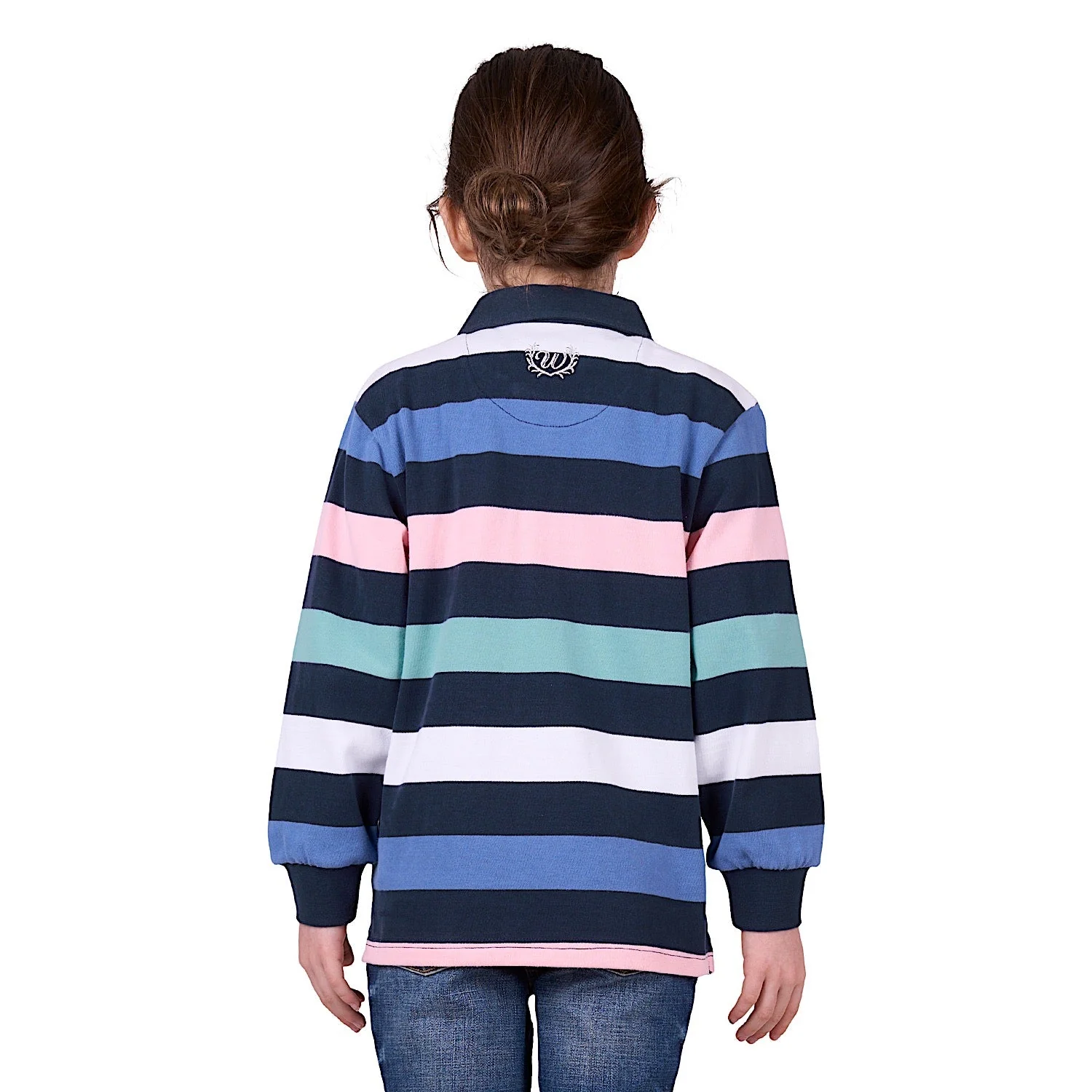 Wrangler Girl's Camden Stripe Rugby - Navy/Multi - Image 3