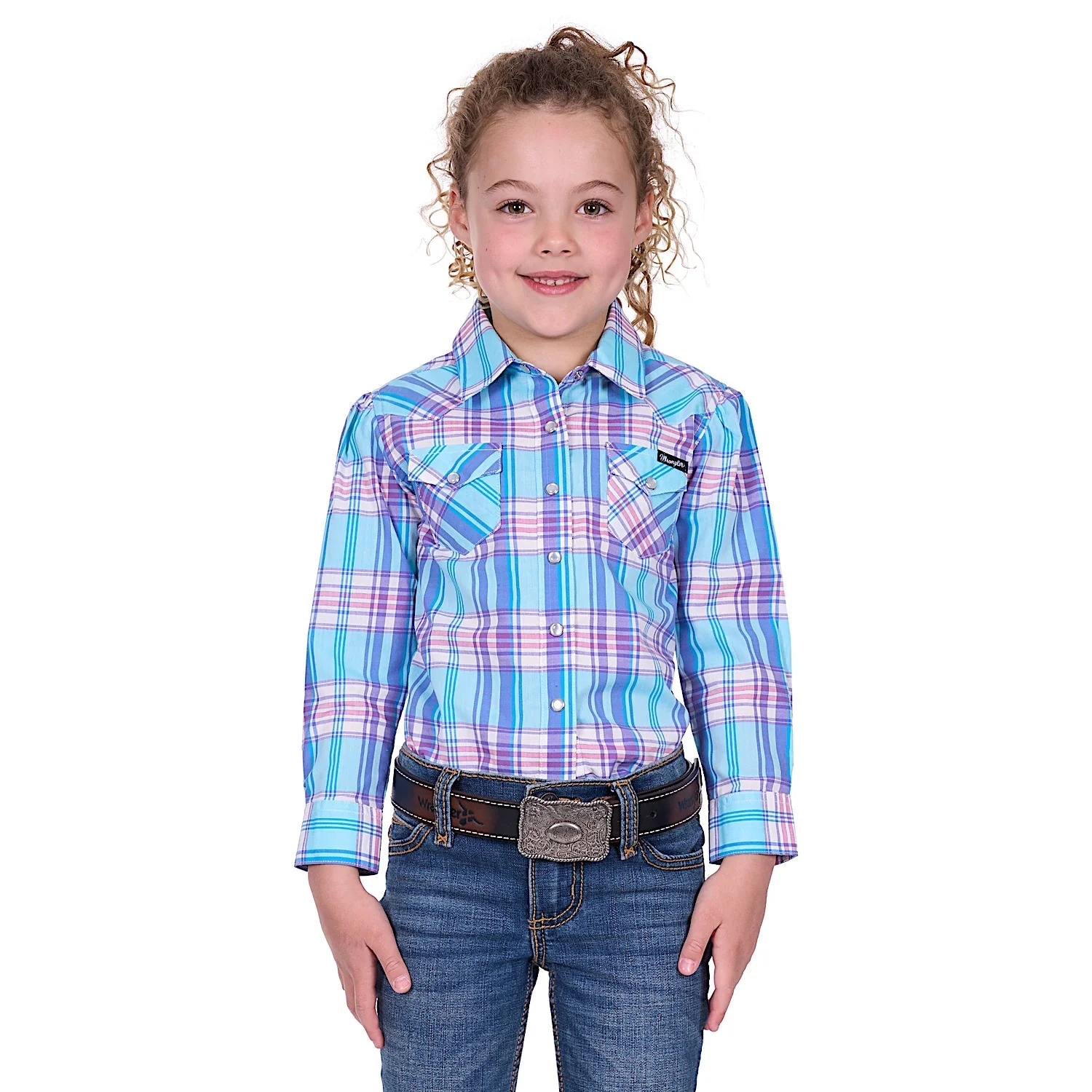 Wrangler Girl's Emily Check Shirt - Blue