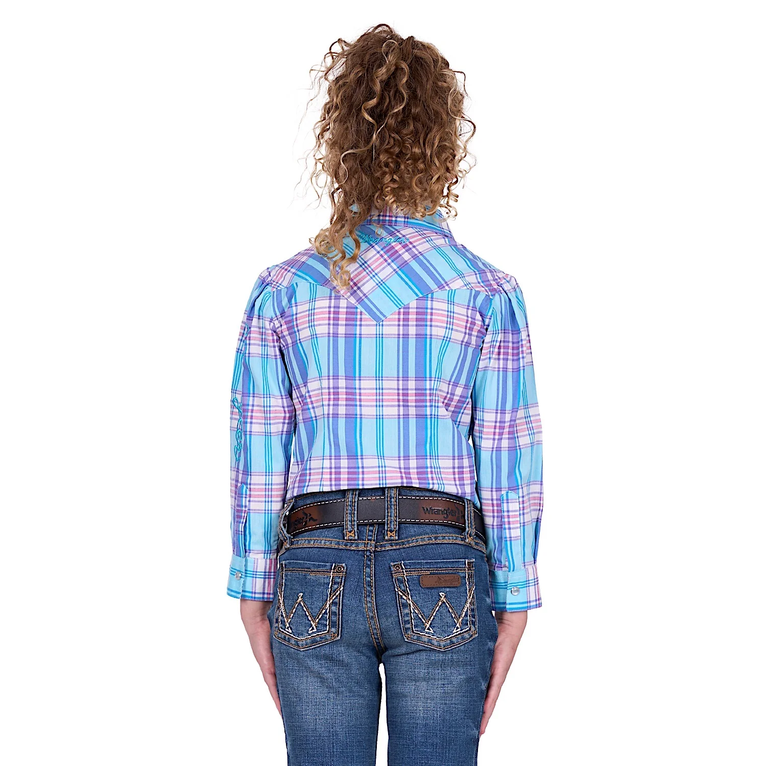Wrangler Girl's Emily Check Shirt - Blue - Image 2