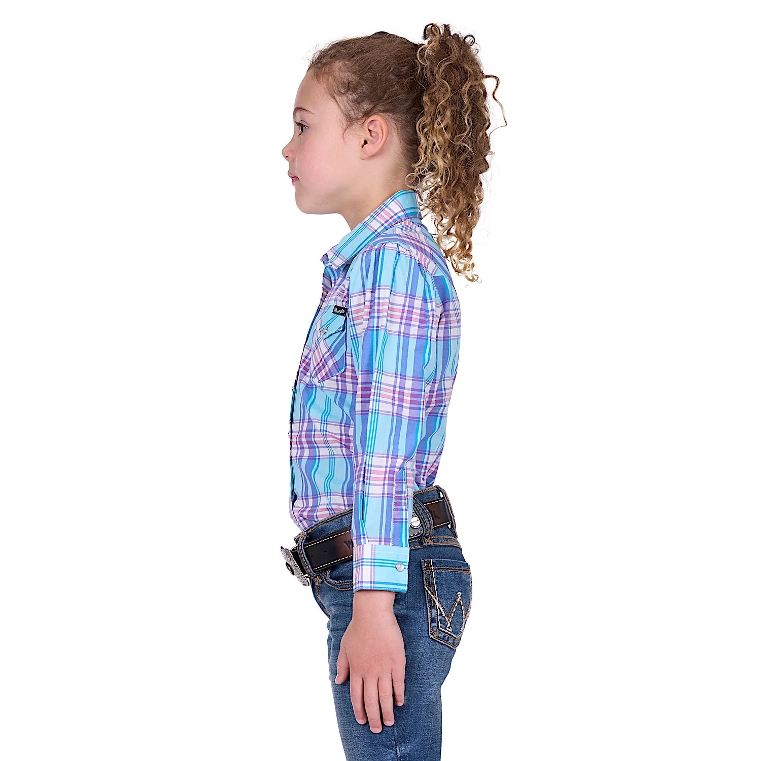 Wrangler Girl's Emily Check Shirt - Blue - Image 3