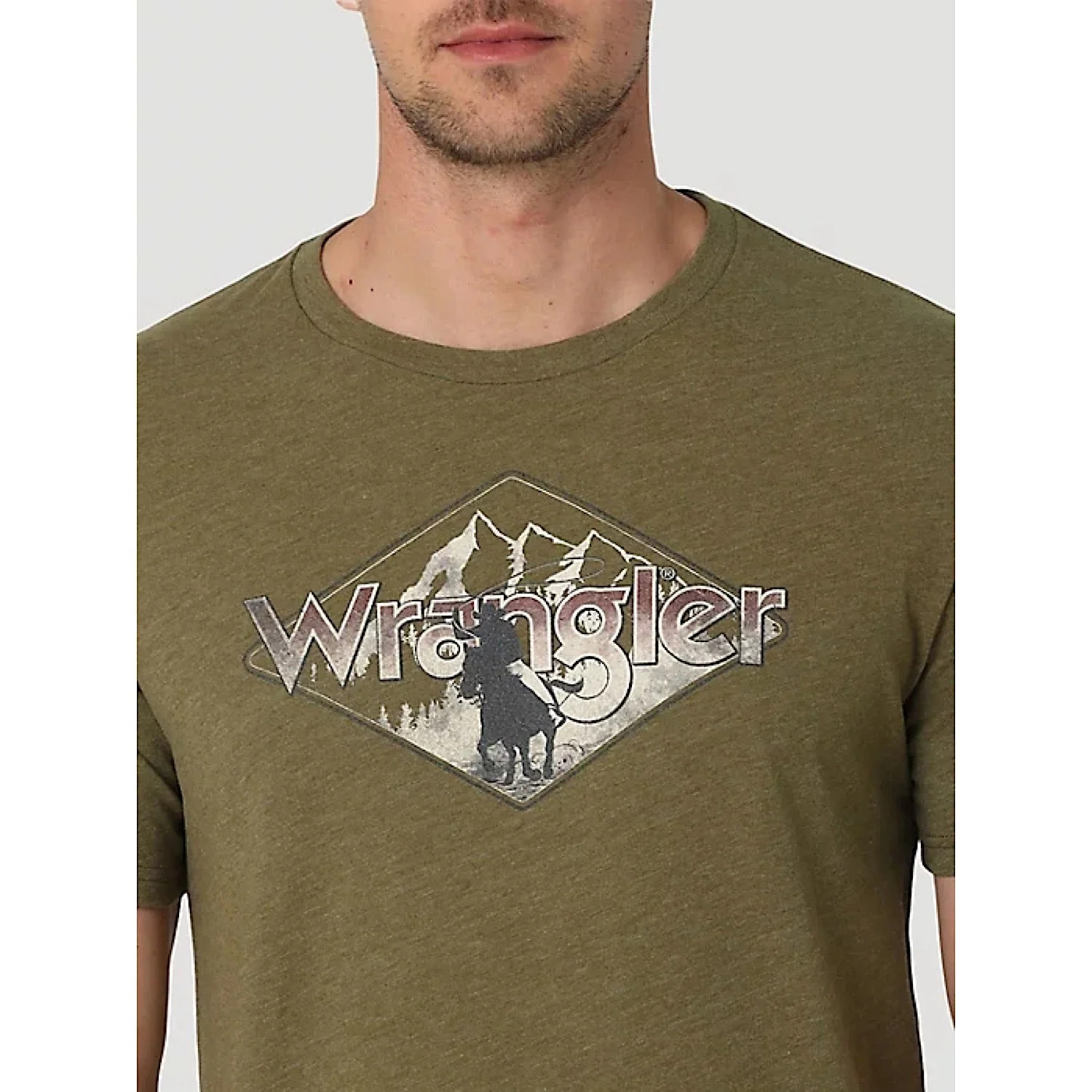 Wrangler Mens Authentic Western Diamond T-Shirt in Capulet Olive - Image 3