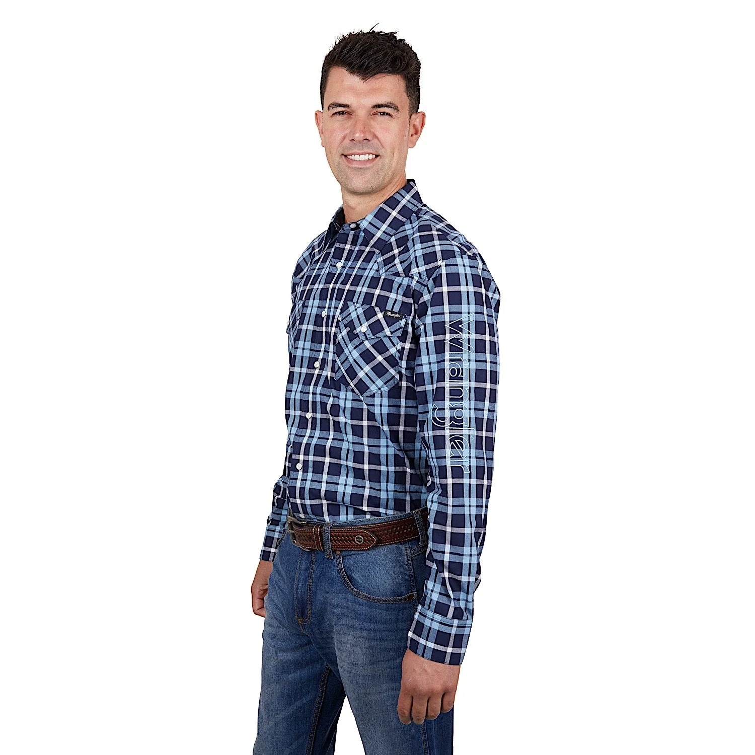 Wrangler Men's Ben Logo Shirt Navy/Blue - Image 2