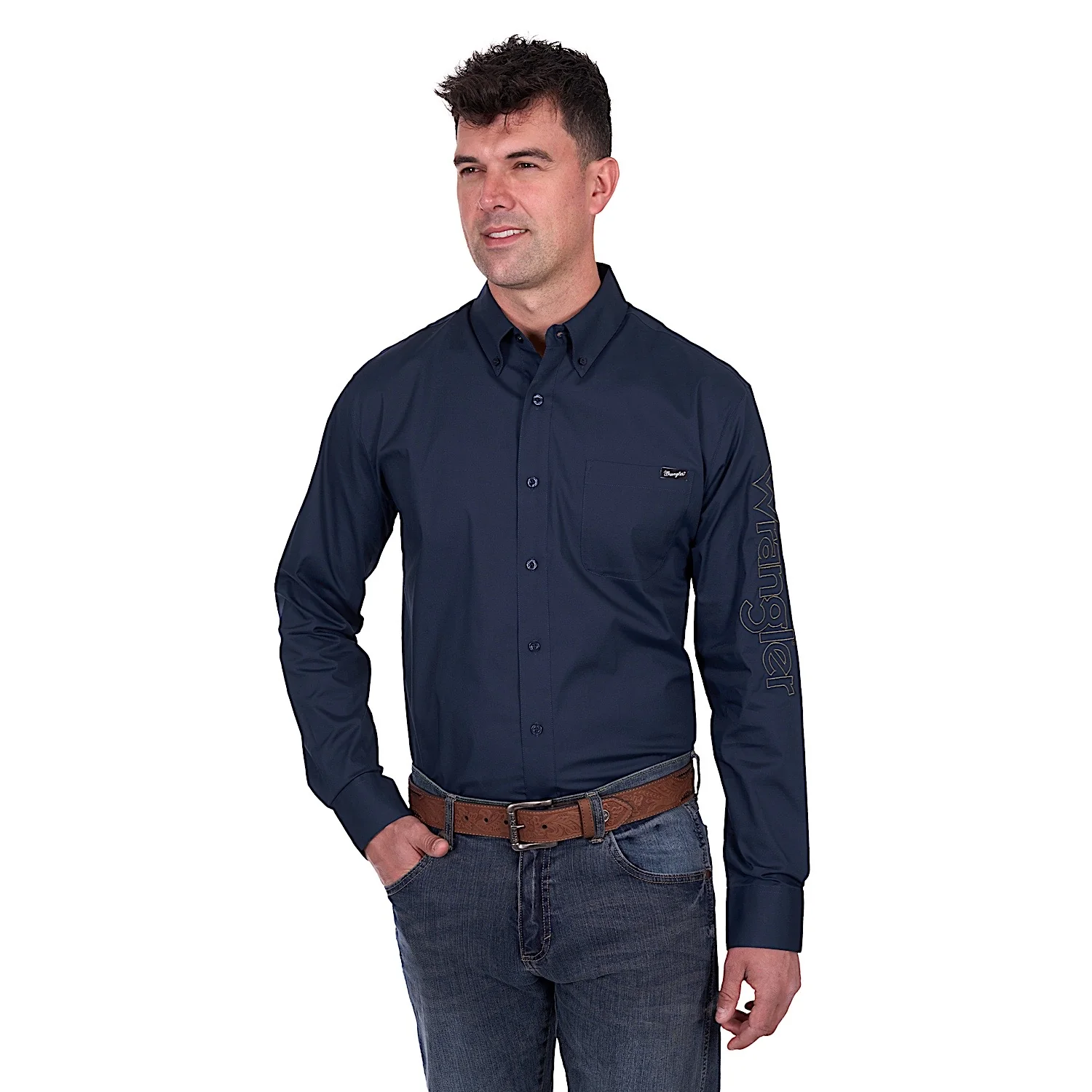 Wrangler Men's Brad Logo Shirt - Navy