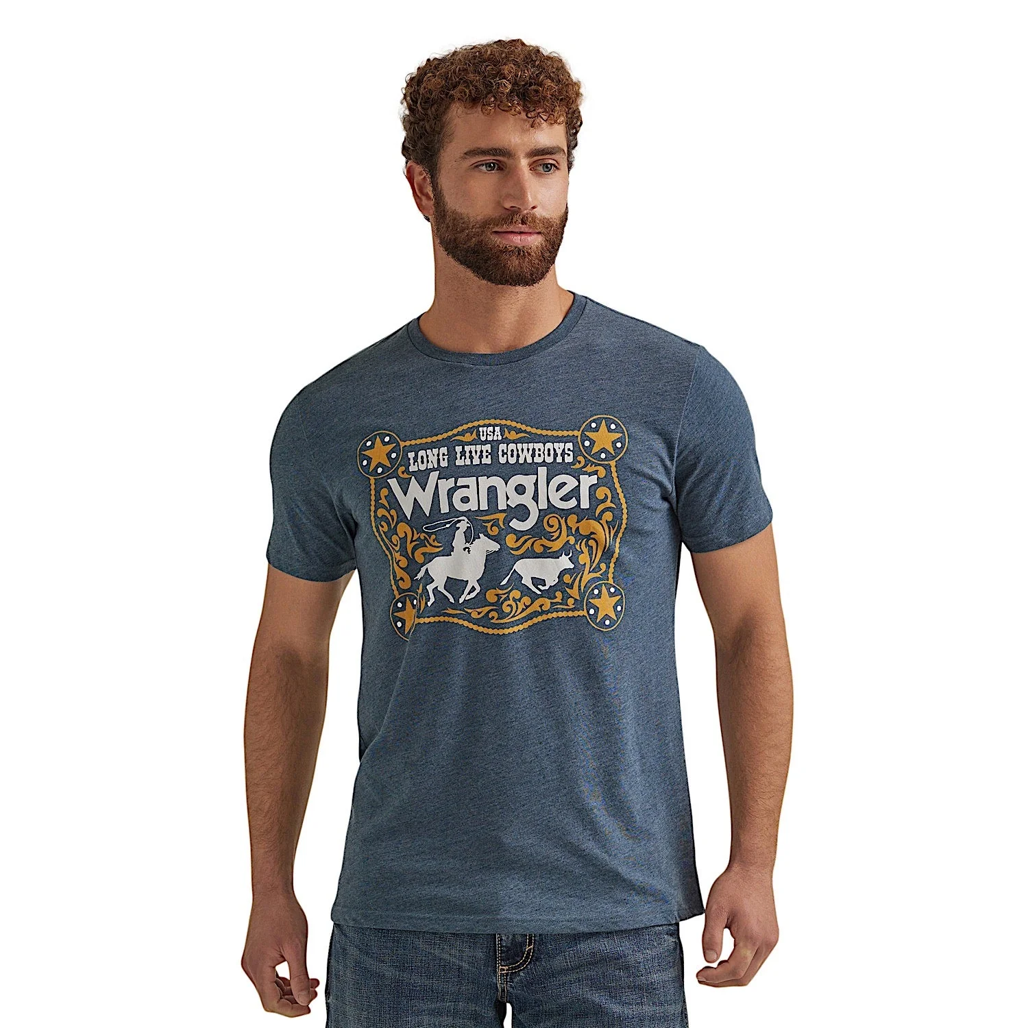 Wrangler Men's Buckle Graphic Tee - Navy Heather - Image 2