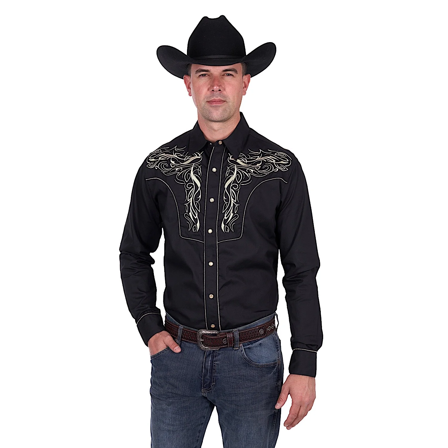 Wrangler Men's Carlos Embroidered Shirt - Black