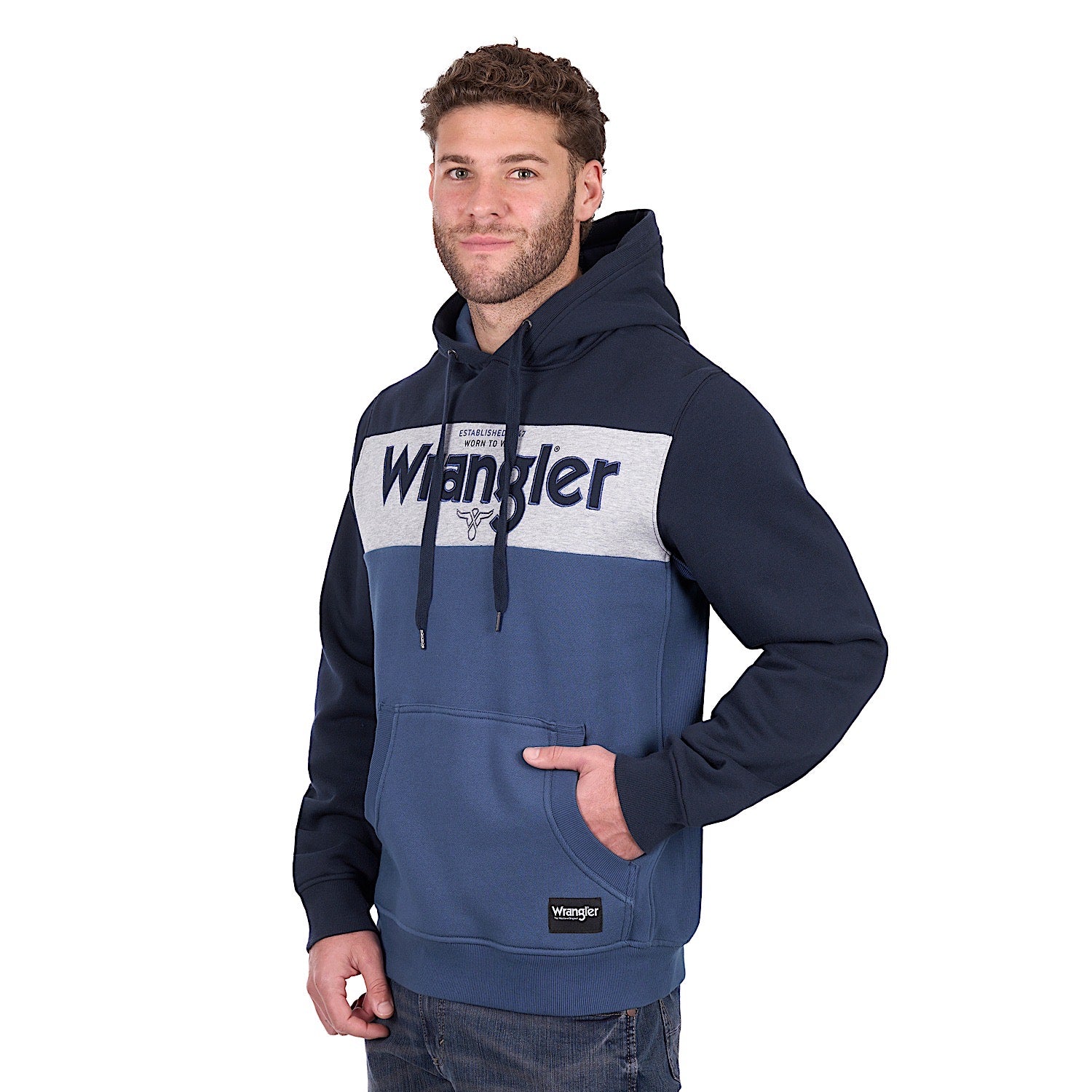 Wrangler Men's Clinton Hoodie - Navy/Denim - Image 2